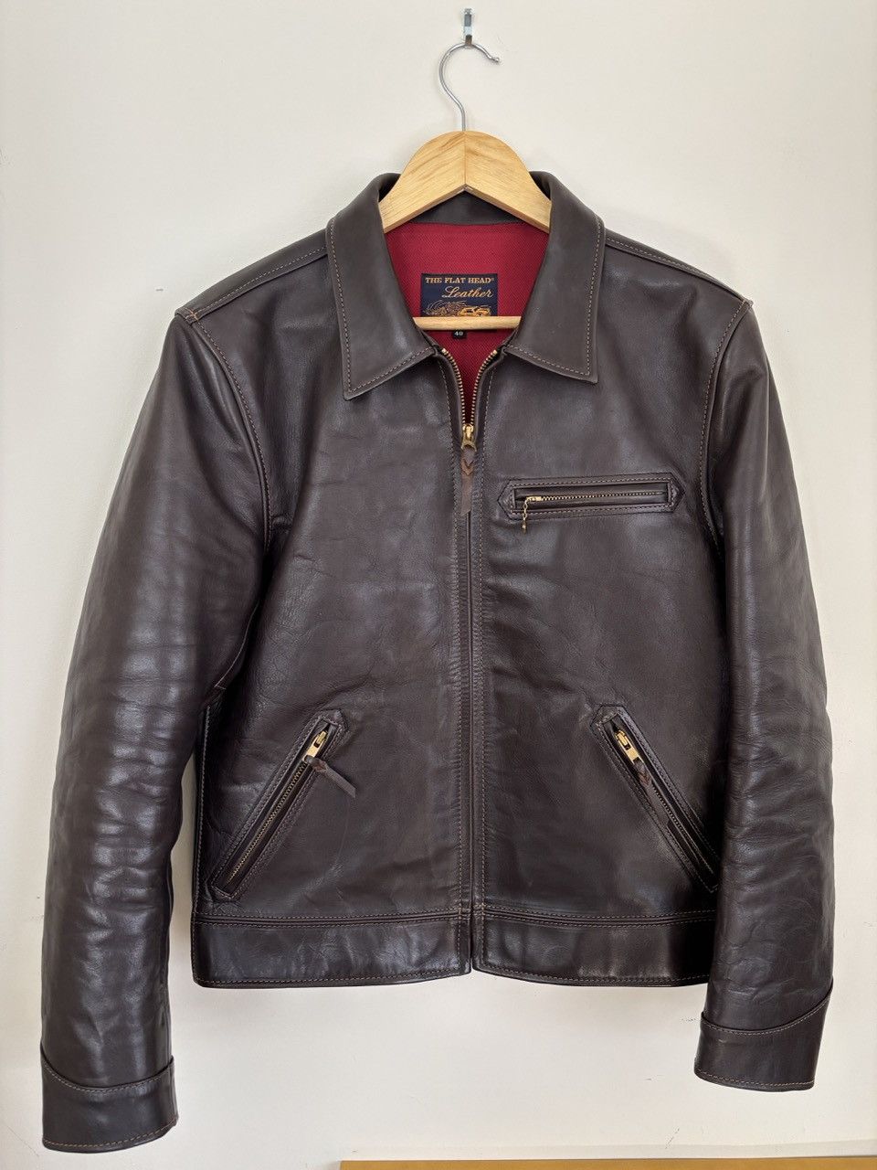 The Flat Head HS001 HORSEHIDE SINGLE RIDERS LEATHER JACKET - 40 Size US S / EU 44-46 / 1 - 1 Thumbnail