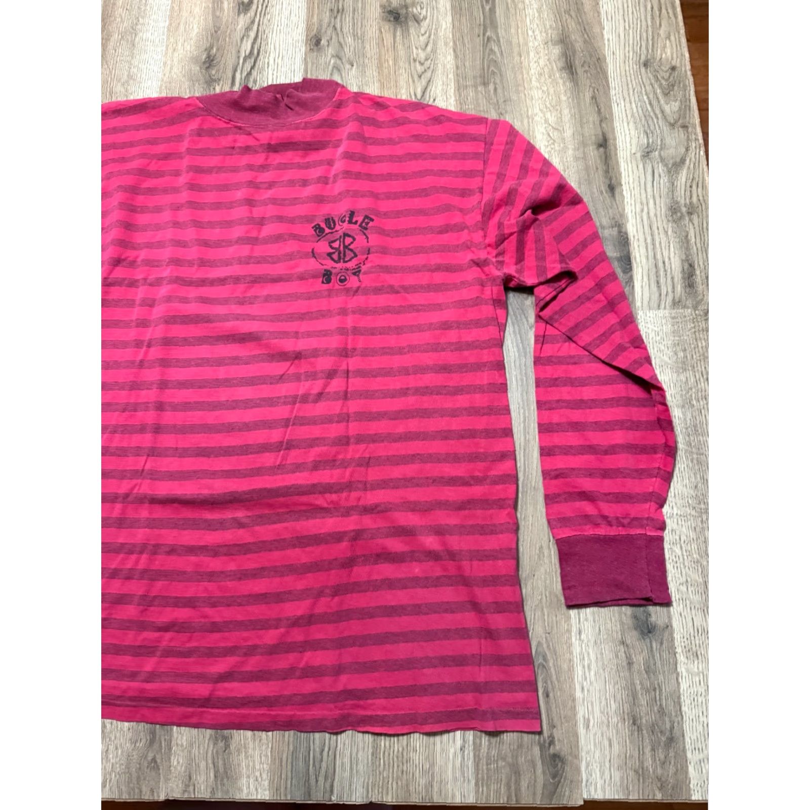 VINTAGE Bugle Boy Shirt Men 2XL Red Striped Long Sleeve