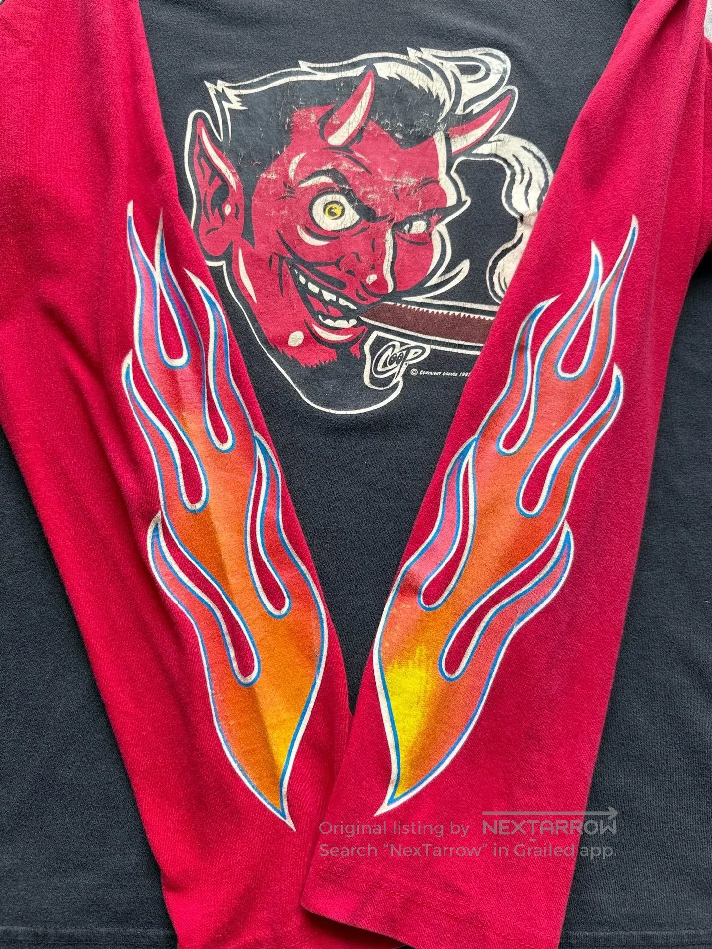Vintage Vintage 90s Devil Flame Long Sleeve Tee. Size US M / EU 48-50 / 2 - 4 Thumbnail