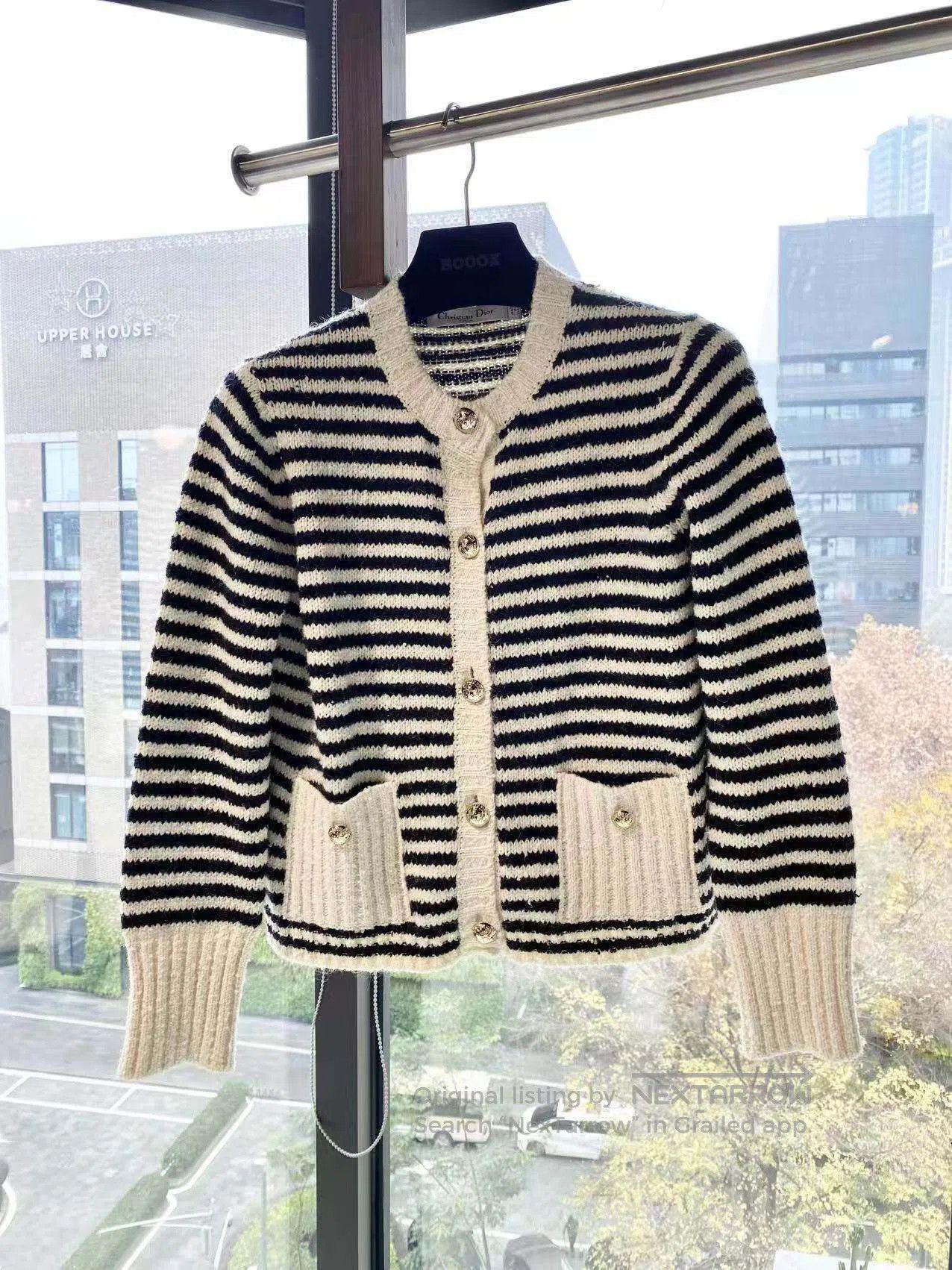 Dior Dior Black and white striped gold button knitted cardigan| Size XS / US 0-2 / IT 36-38 - 2 Thumbnail