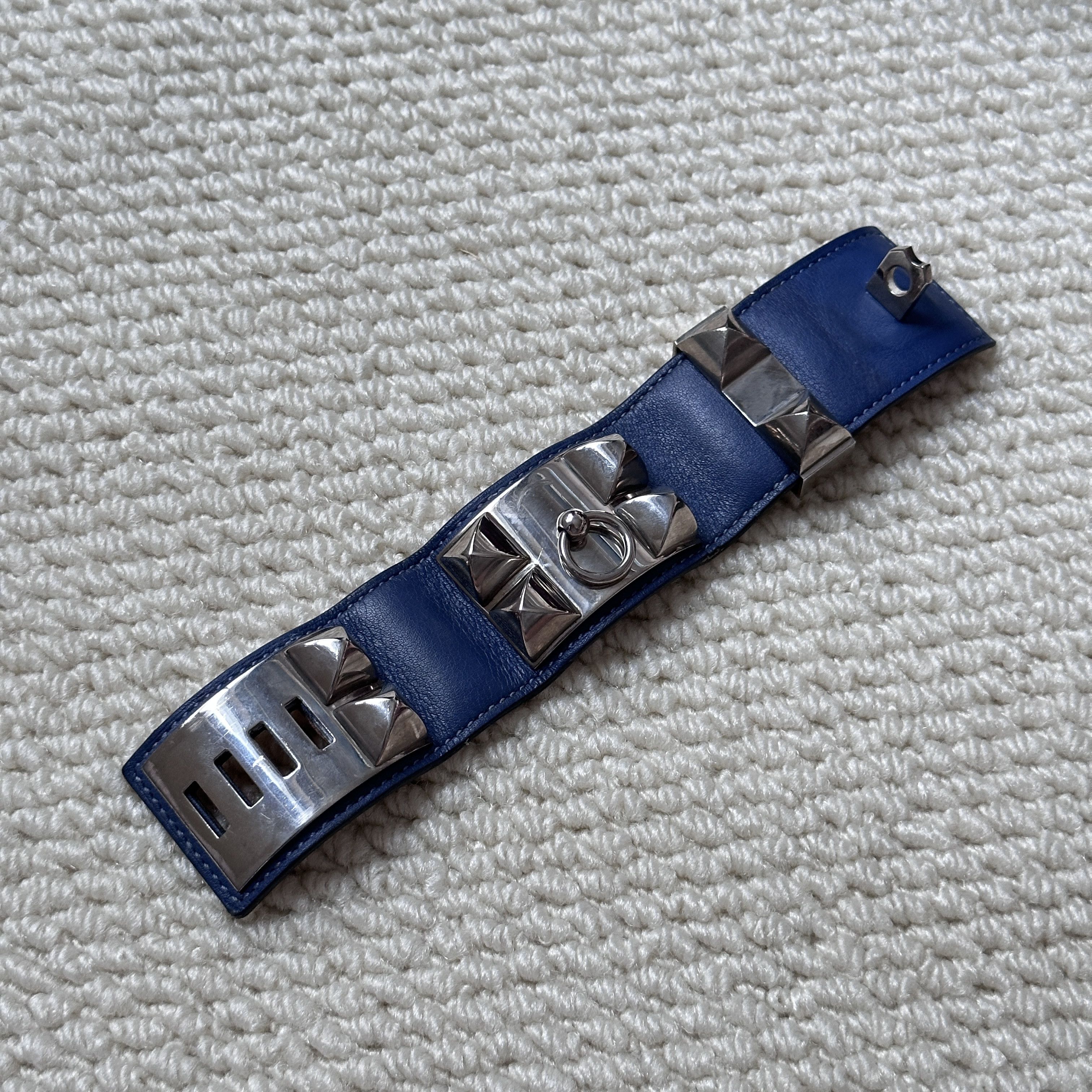 Hermes HERMÈS BLUE LEATHER COLLIER DE CHIEN BRACELET Size ONE SIZE - 6 Thumbnail