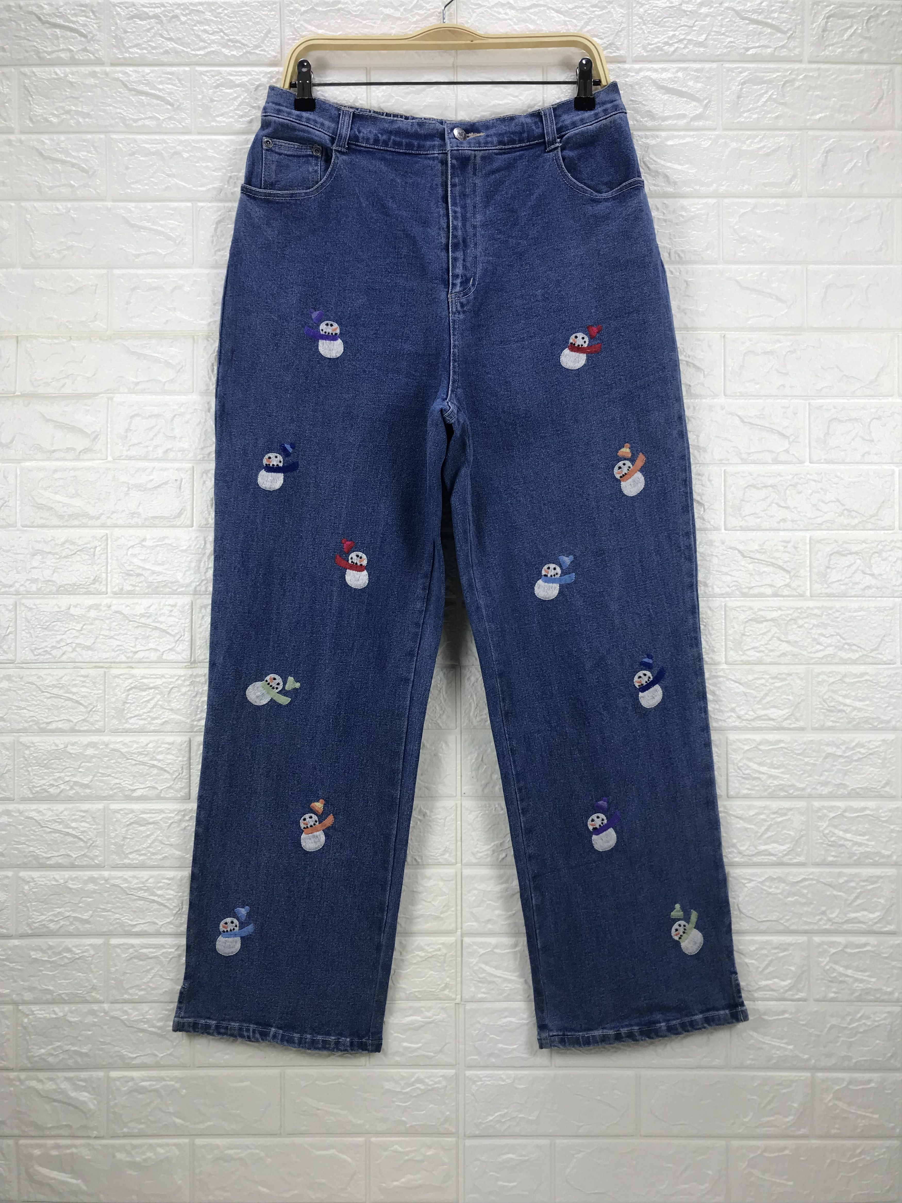 Quacker Factory Vintage Quacker Factory Embroidered Snow Man Jeans Size 33" - 1 Thumbnail