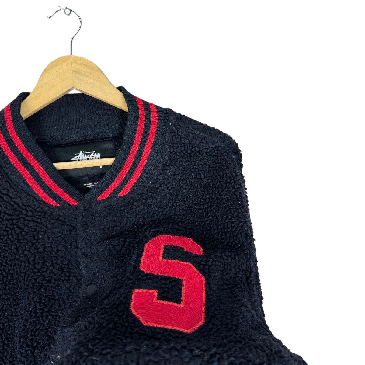 Stussy ☀️STUSSY FLEECE DEEP PILE VARSITY SNAP BUTTON JACKET Size US L / EU 52-54 / 3 - 5 Thumbnail
