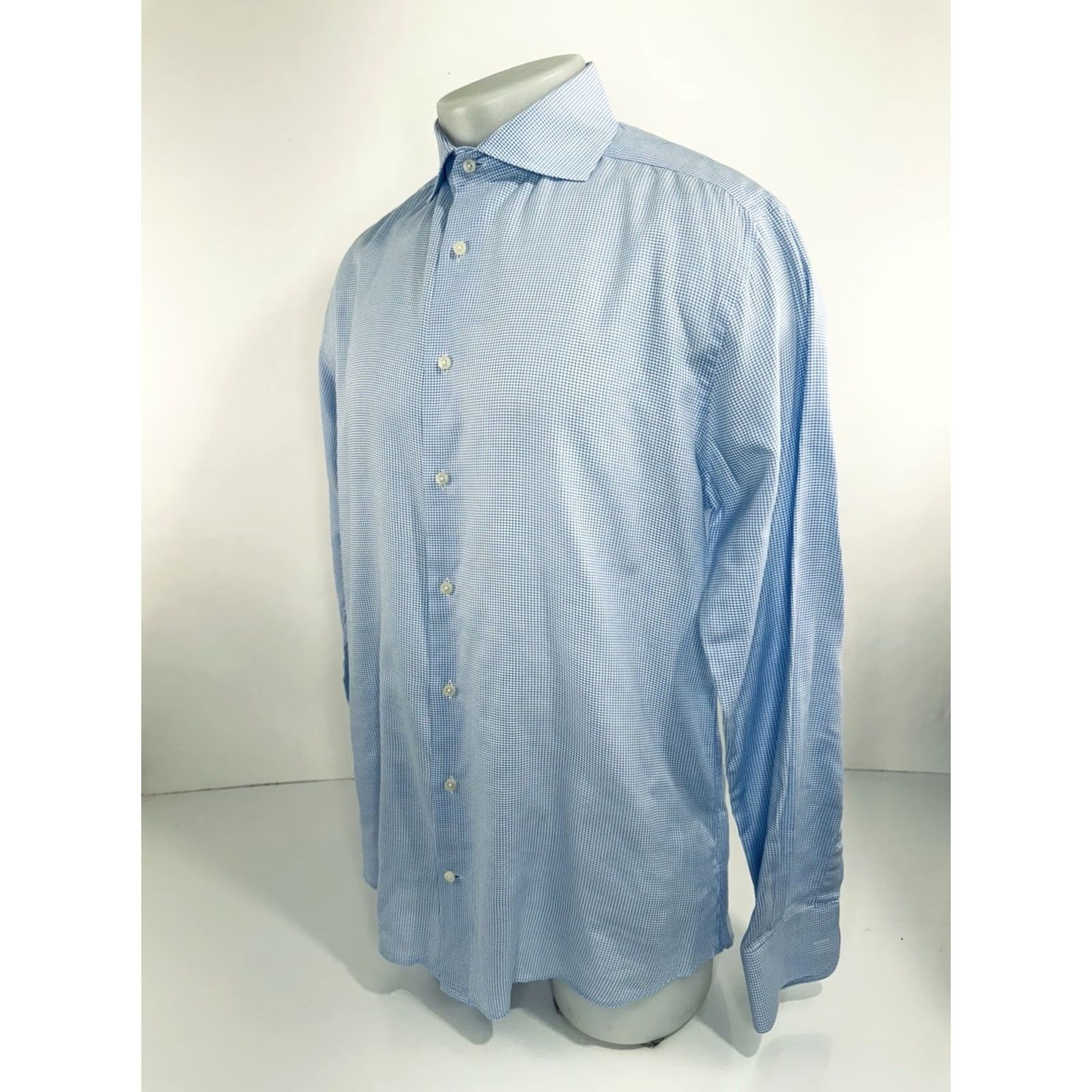Suitsupply SUIT SUPPLY Plaid Check 16 / 41 Cotton Two Ply Shirt EXCELLENT Dress Shirt Men Blue White 100% Cotton Slim Fit? Size US L / EU 52-54 / 3 - 3 Thumbnail