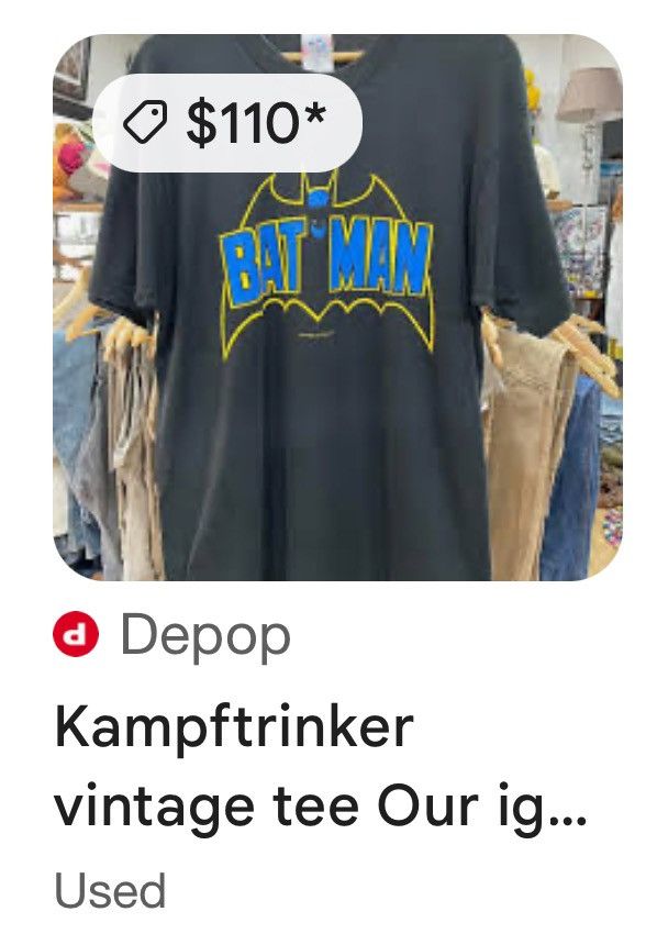 DC Comics × Vintage Vintage 1988 men’s Batman logo graphic-tee:highly desirable Size US M / EU 48-50 / 2 - 7 Thumbnail