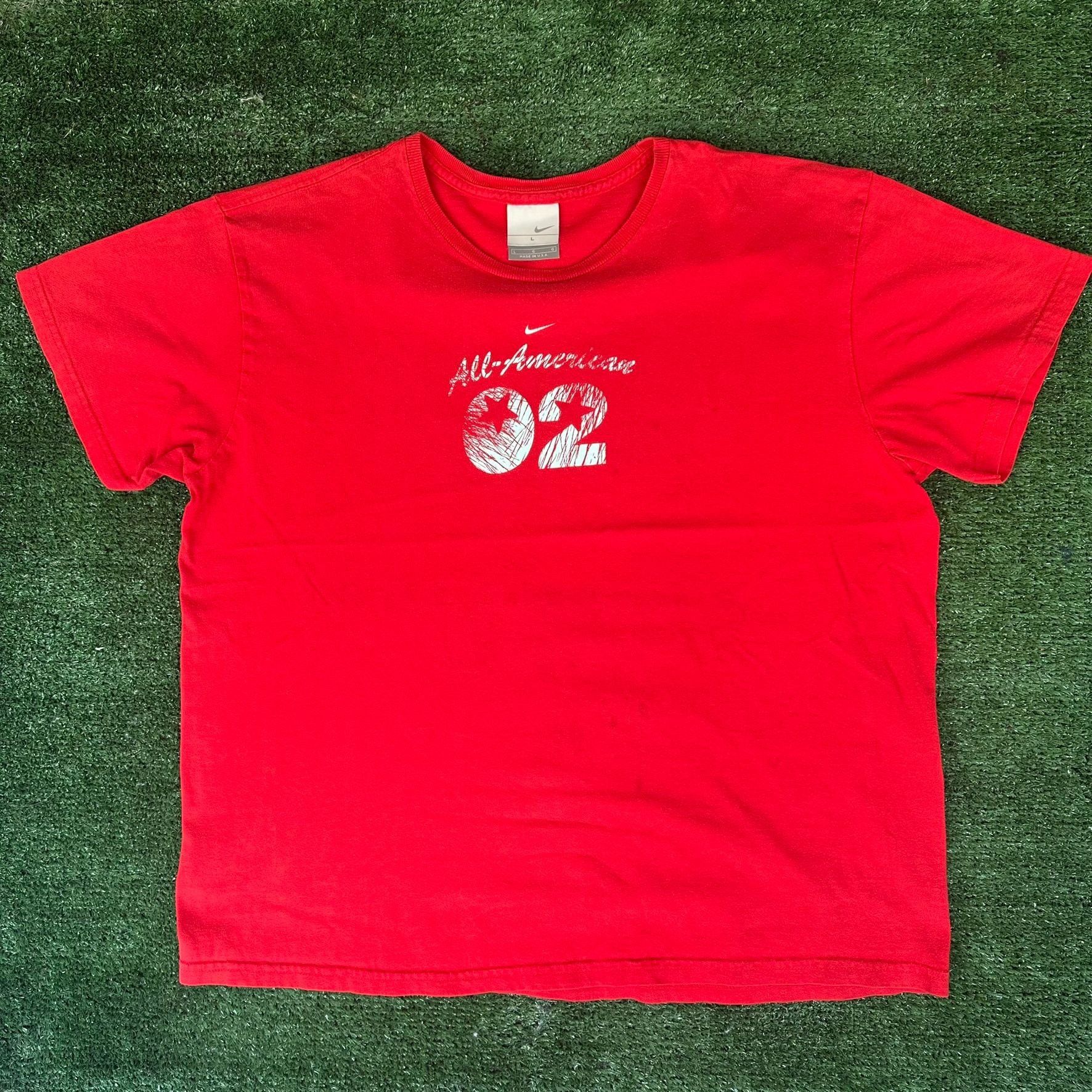 Nike Vintage Y2K Nike All American Center Swoosh T-Shirt Boxy Red Size US L / EU 52-54 / 3 - 1 Thumbnail