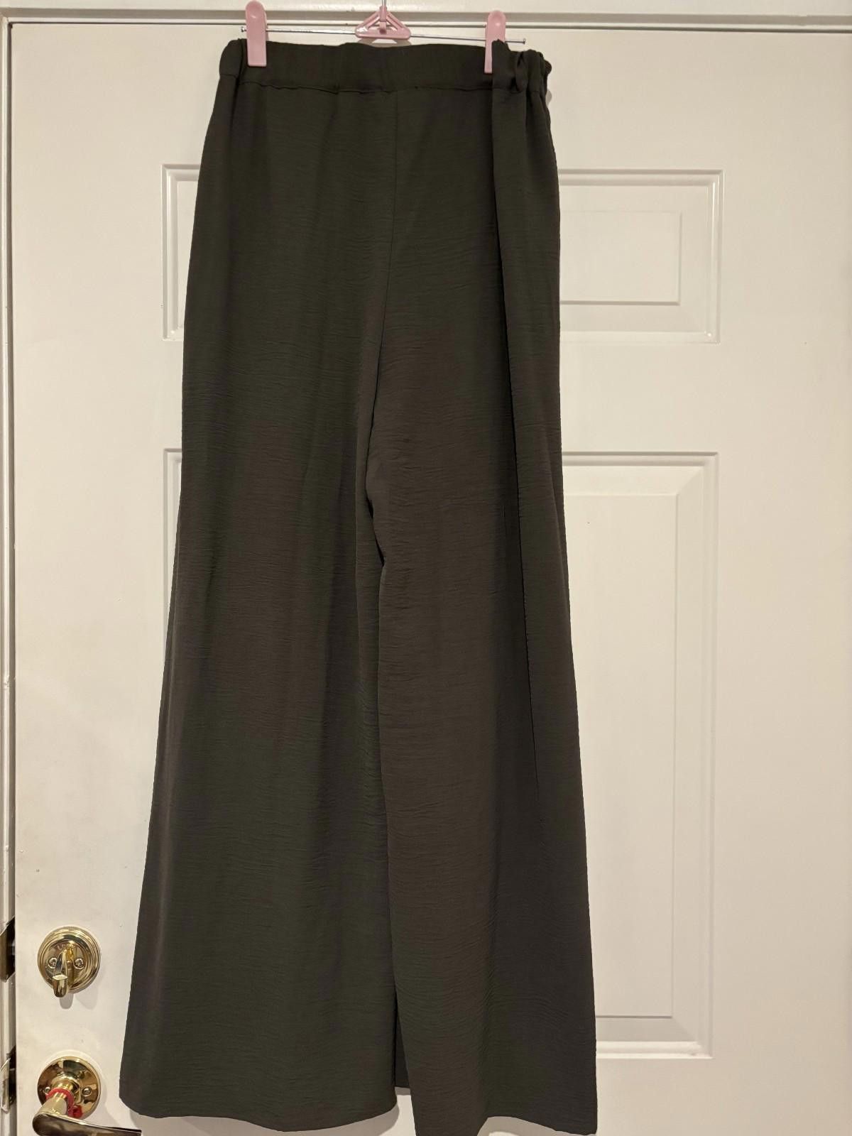 Designer Womens sz S Hallogen olive green wrap pants #363 Size 28" / US 6 / IT 42 - 2 Thumbnail
