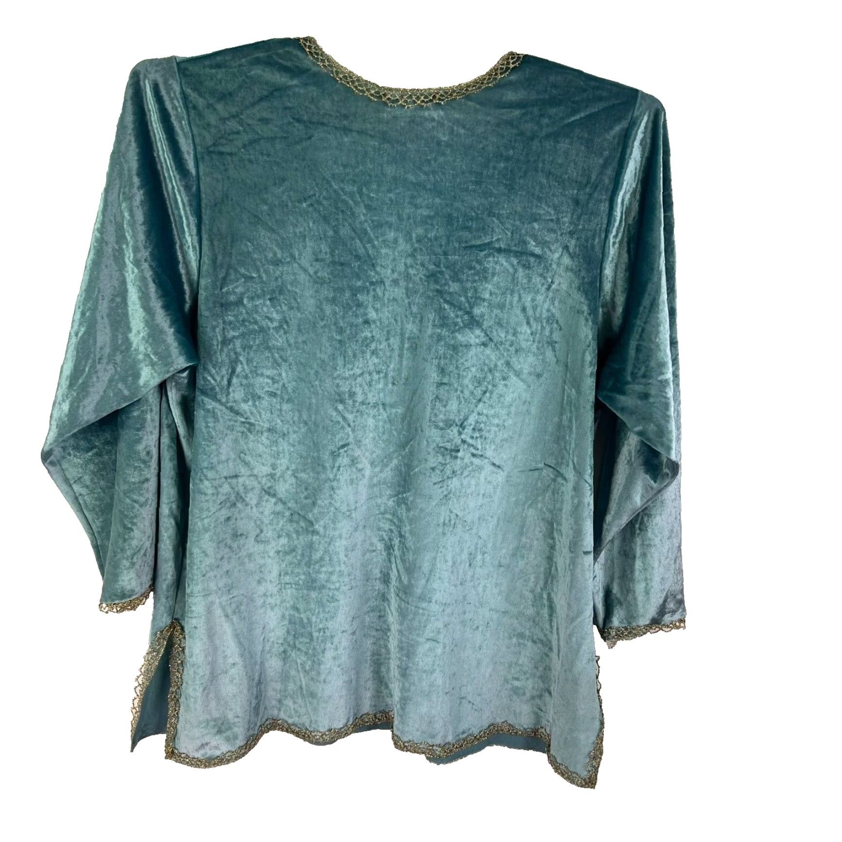 Vintage Vintage Bill Tice Velvet Tunic Top Womens XL Blue Shirt Embellished 1980s Boho Made in USA Size L / US 10 / IT 46 - 7 Thumbnail
