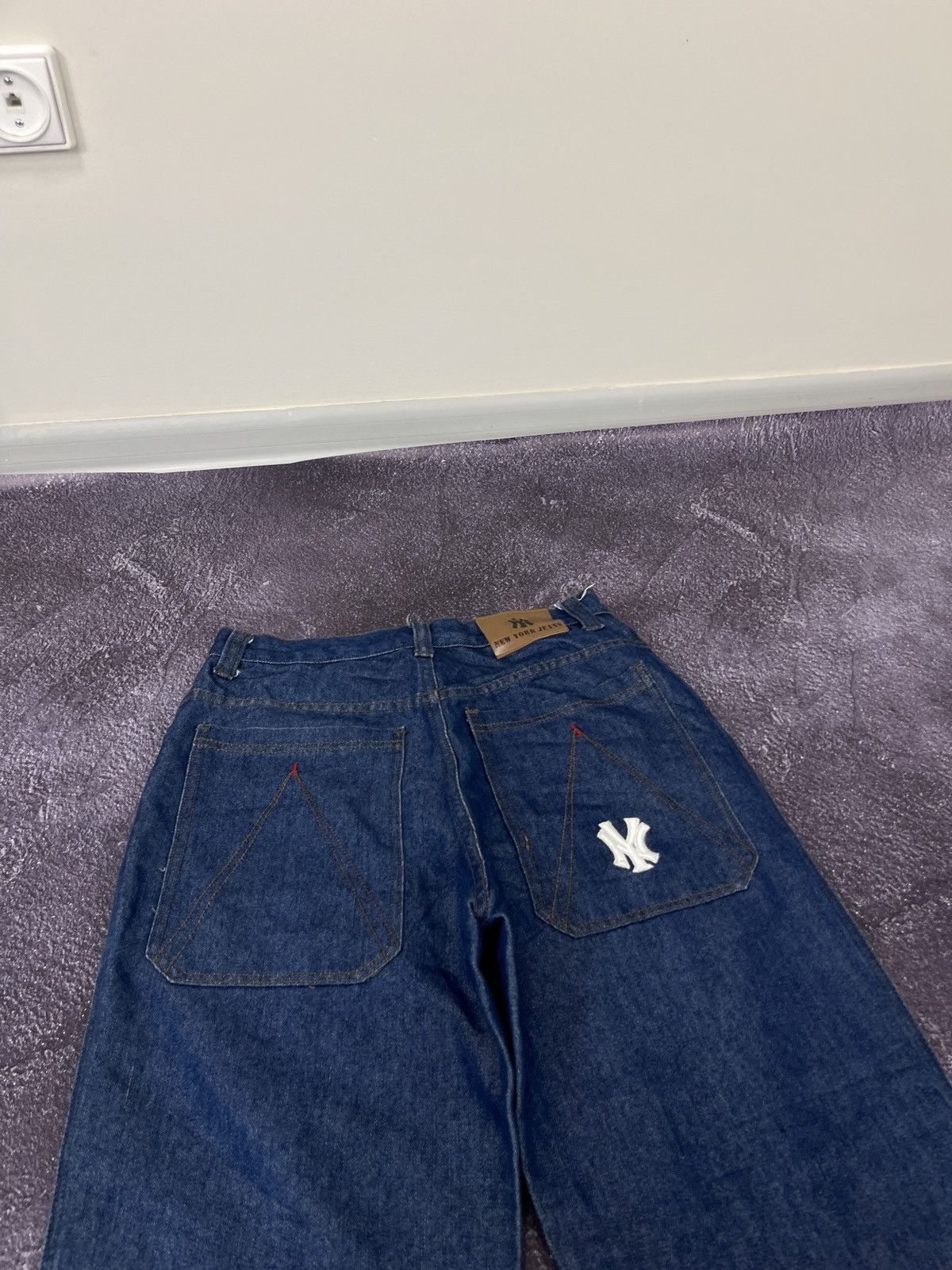 New York Yankees Vintage 90s New York Yankees Baggy Rap Y2K Denim Jeans Size US 30 / EU 46 - 2 Thumbnail
