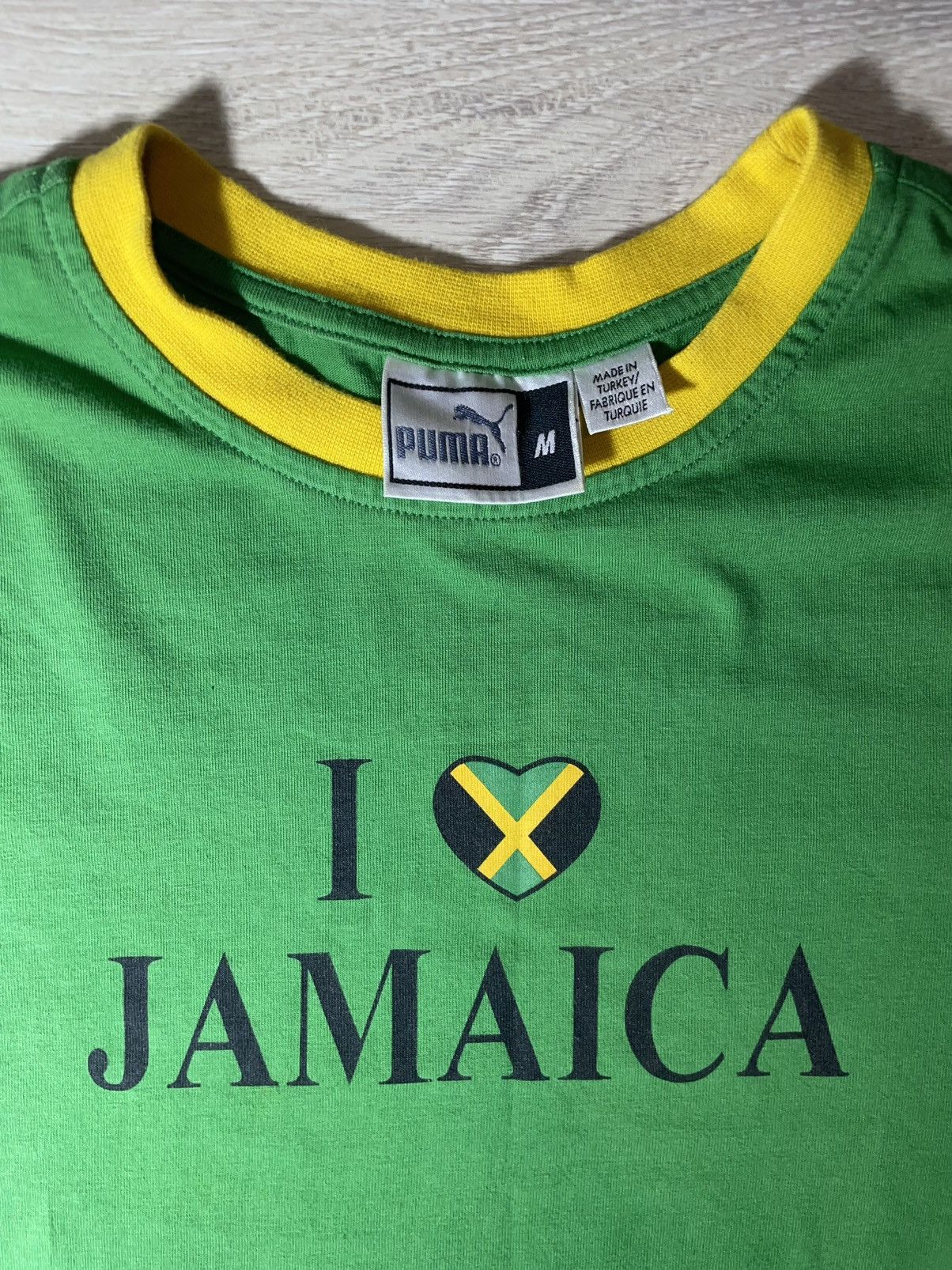 Puma Puma I ❤️ Jamaica Ringer T-Shirt Green Yellow Vintage Size M Size M / US 6-8 / IT 42-44 - 2 Thumbnail