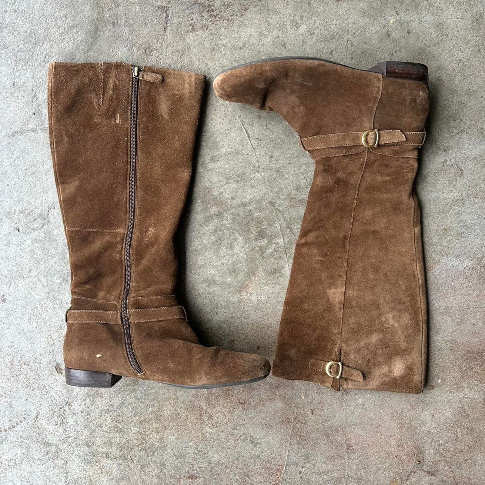 Other Western Suede Knee High Brown Leather Boots Size US 9 / IT 39 - 3 Thumbnail