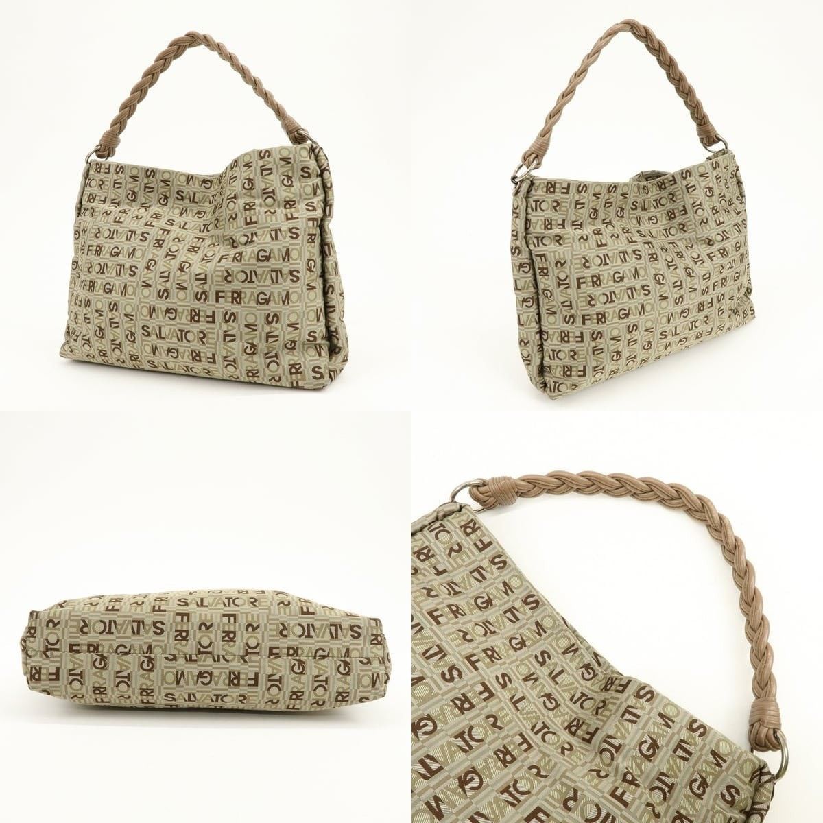 Salvatore Ferragamo Ferragamo Logo Canvas Shoulder Bag Beige Size ONE SIZE - 3 Thumbnail