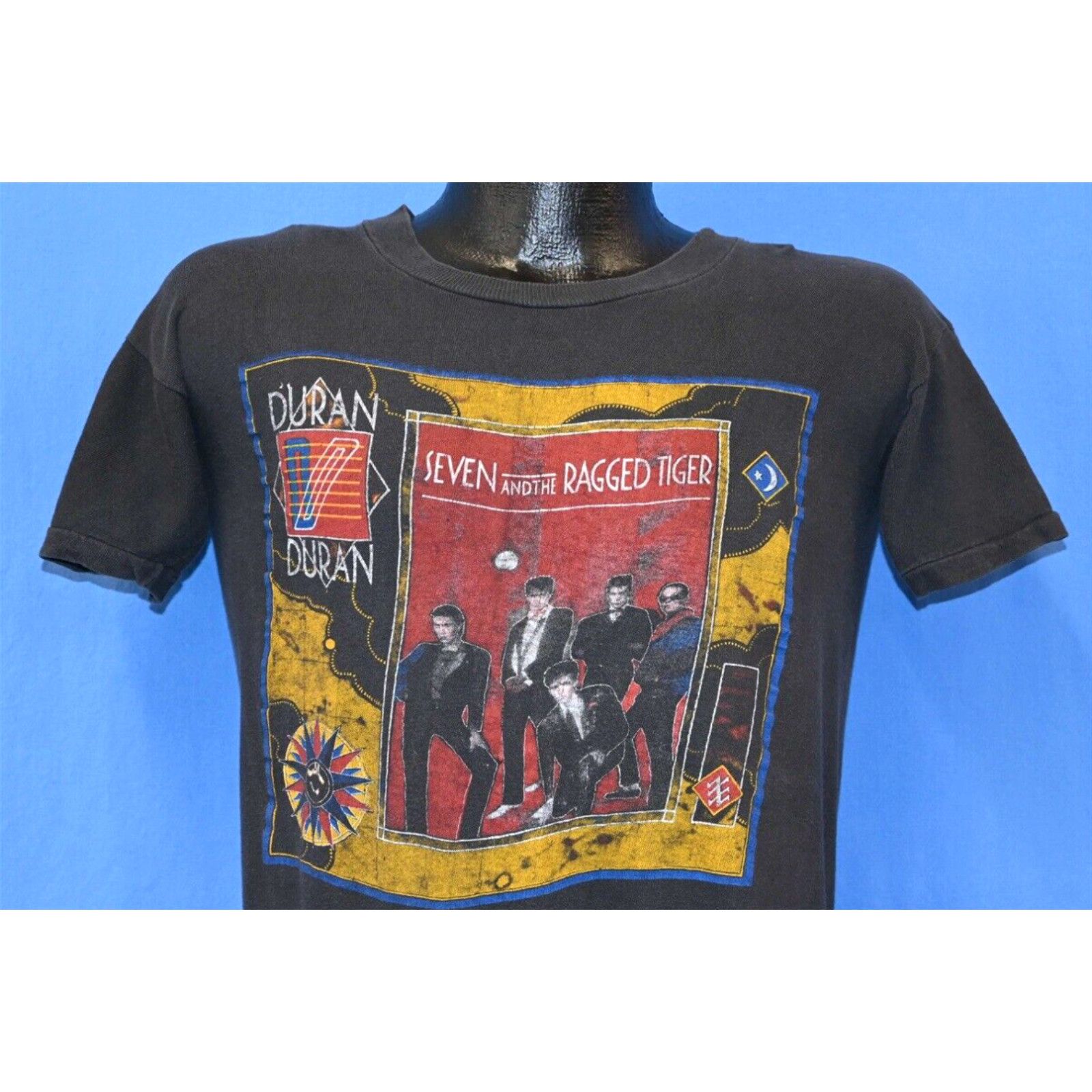 image of Vintage 80's Duran Duran Seven And The Ragged Tiger 1983 Album New Wave T-Shirt S in White (Size Sm