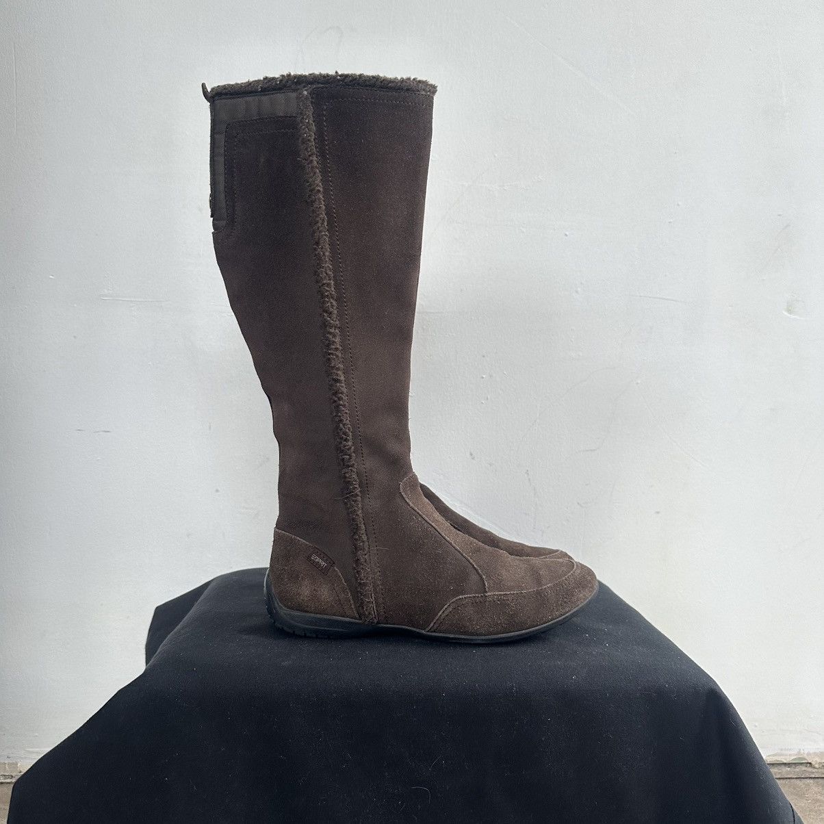 Esprit Vintage high boots Esprit moto suede leather shoes core Size US 9 / IT 39 - 1 Thumbnail