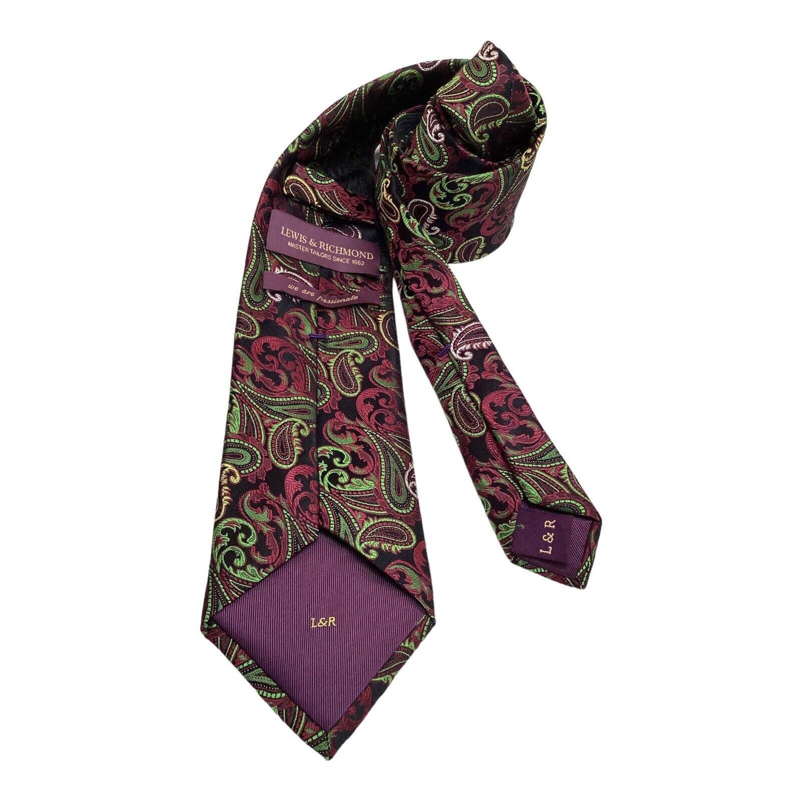 Other LEWIS & RICHMOND Green Paisley Luxury Designer Silk Tie W: 3 Size ONE SIZE - 2 Thumbnail