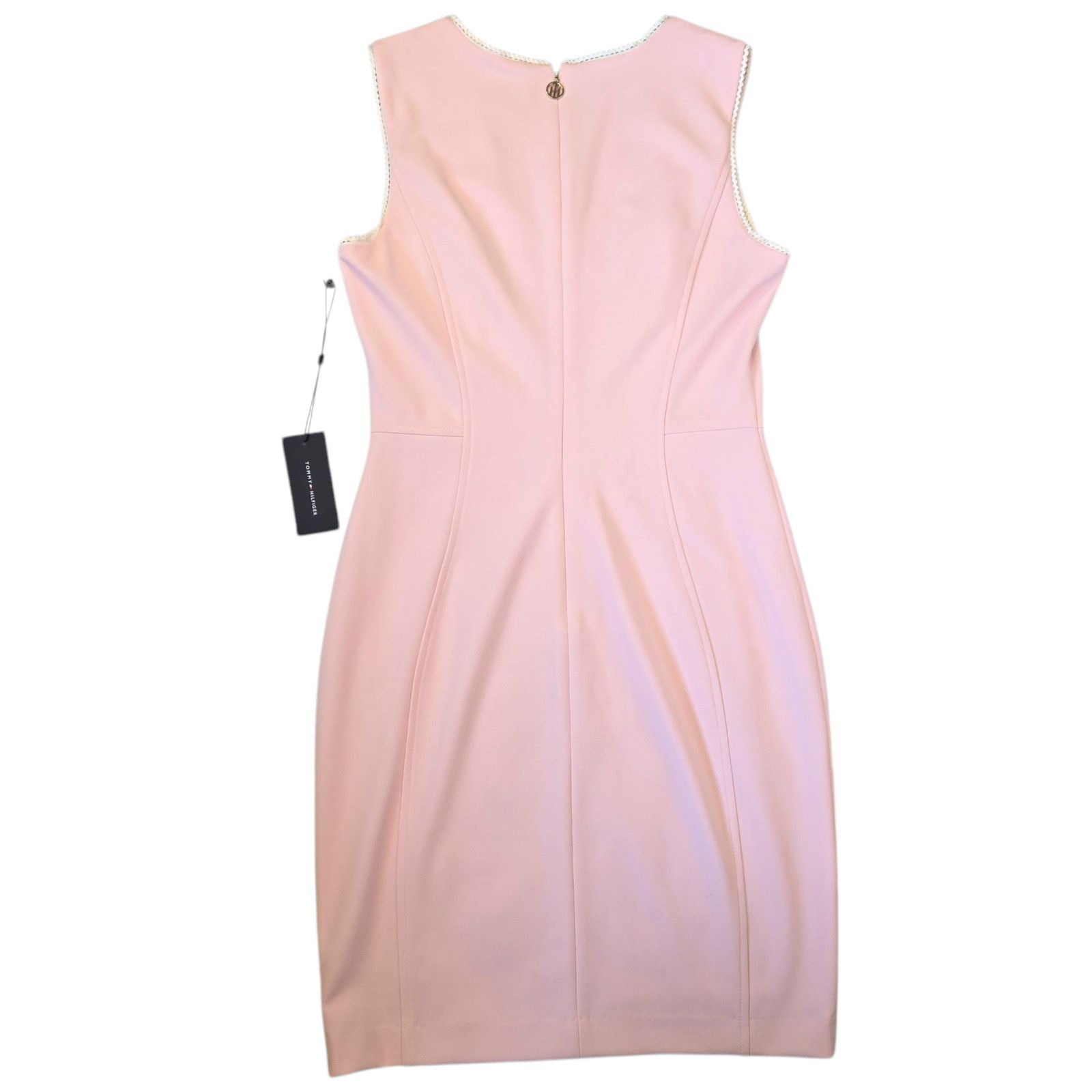 Tommy Hilfiger Powder Pink V-Neck Lace Trim Dress Size 6 -  wpequipmentugltd.com