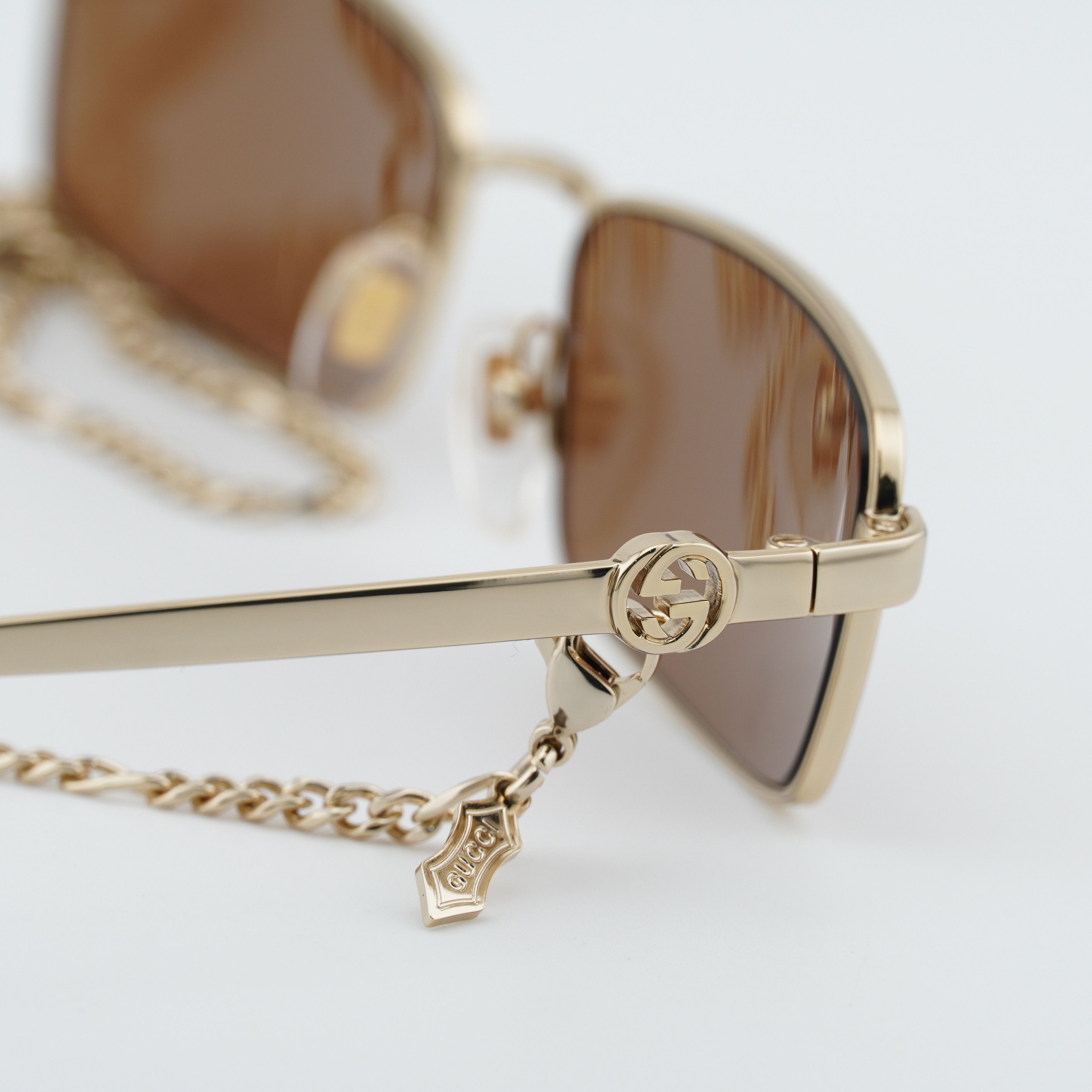 Gucci Gucci GG1600S 002 Women Sunglasses Gold Rectangle Frame Size ONE SIZE - 11 Thumbnail