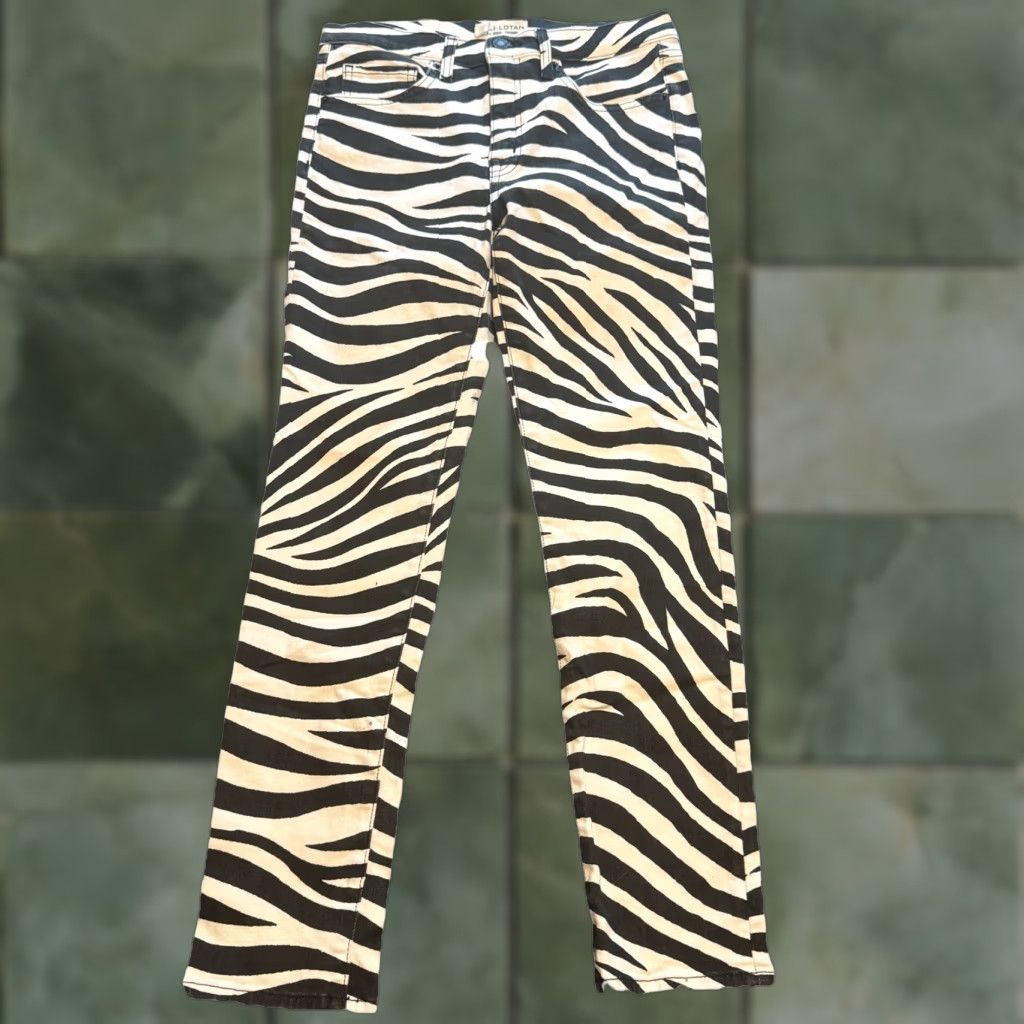 Nili Lotan NILI LOTAN JEANS Skinny WOMEN 28 29in 27in Zebra Print Mid Rise 5-Pocket USA Made Multicolor Black Ivory Designer Jeans Size 28" / US 6 / IT 42 - 1 Thumbnail