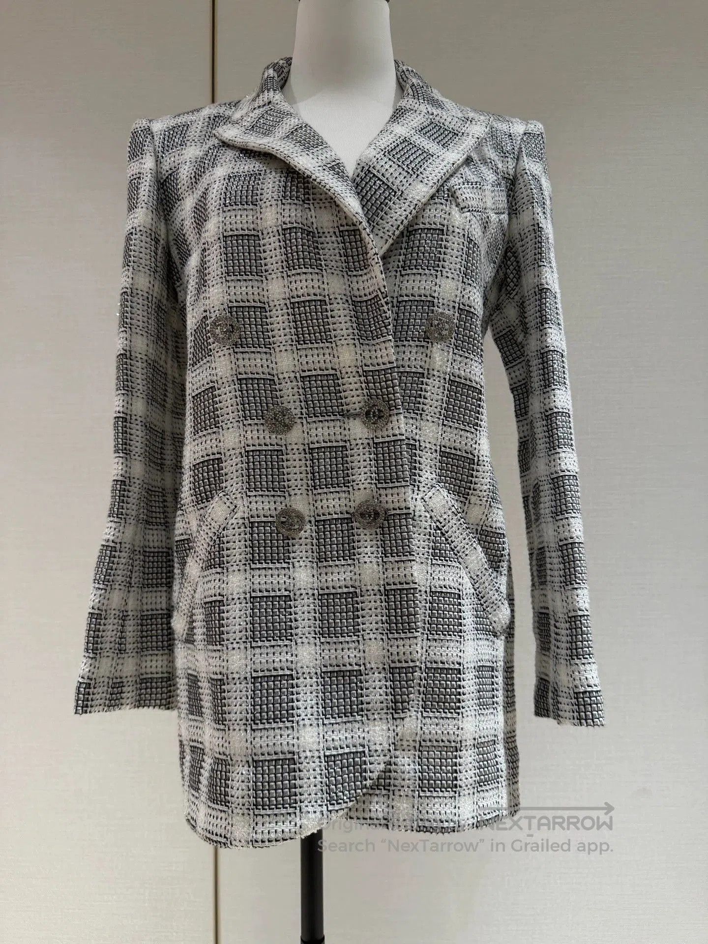 Chanel 2020 Plaid Double-Breasted Jacket.