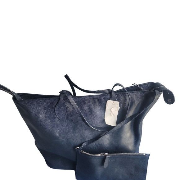 Other Elegant Navy Blue Leather Tote Bag by Royce New York Size ONE SIZE - 2 Thumbnail