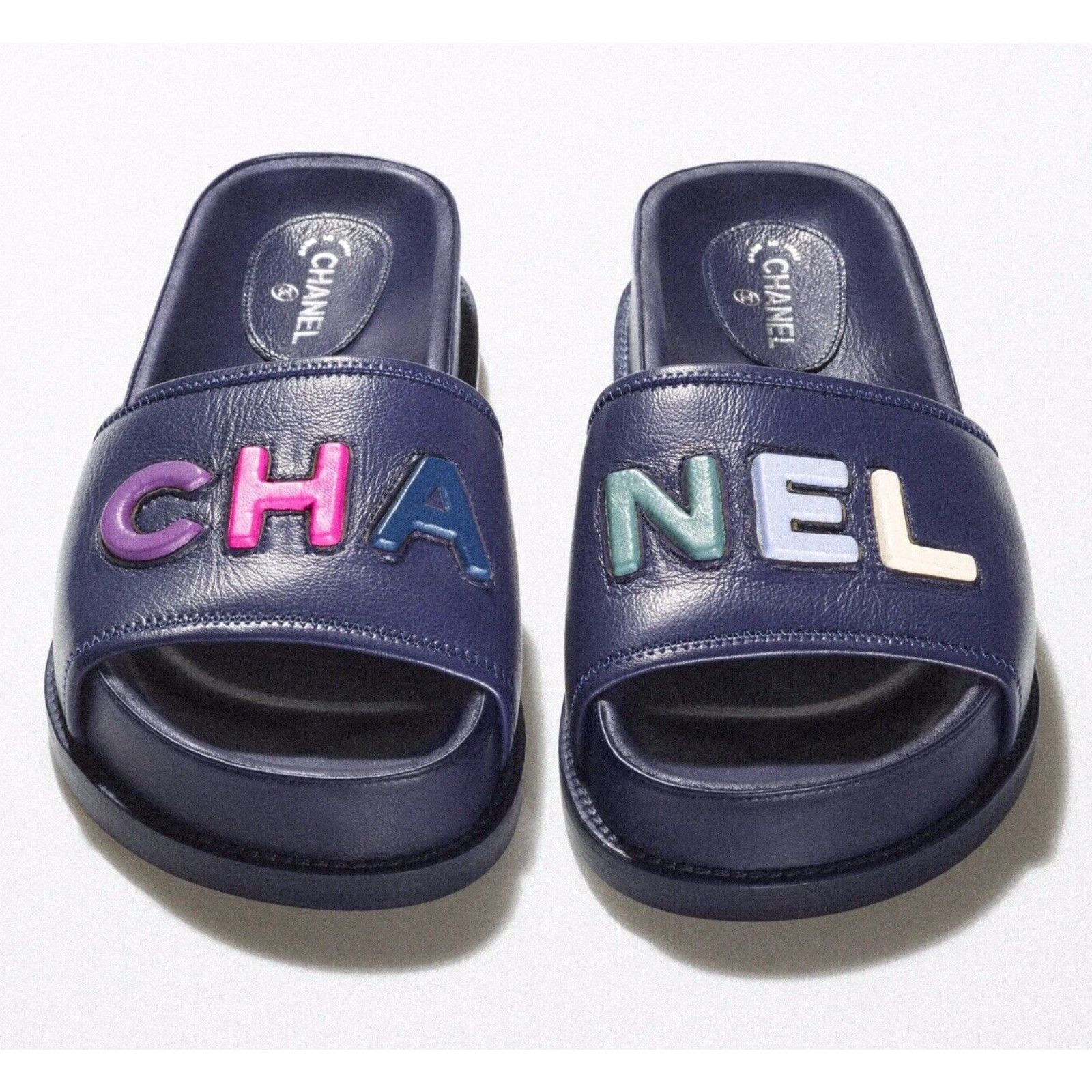 Chanel Chanel 22S Navy Blue Lambskin Multicolor CHANEL Letter Size US 7 / IT 37 - 1 Thumbnail