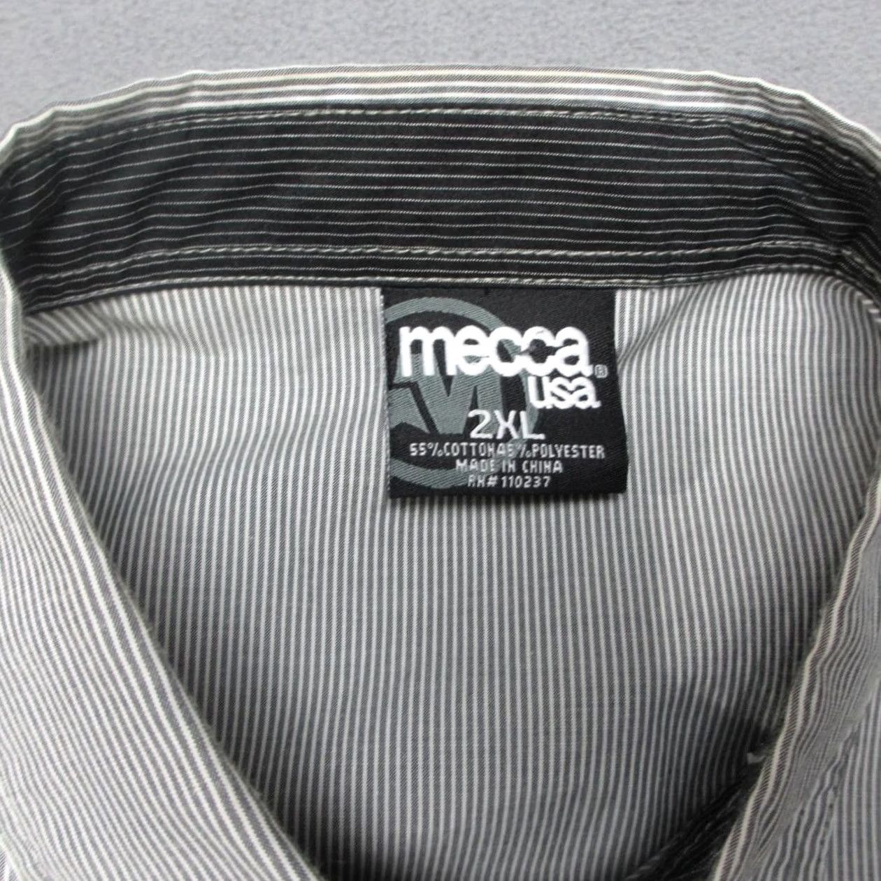 Vintage Mecca Shirt Mens 2XL Gray Pinstripe Short Sleeve Snap Front Garage Y2K Shop USA Shirt Size US XXL / EU 58 / 5 - 3 Thumbnail