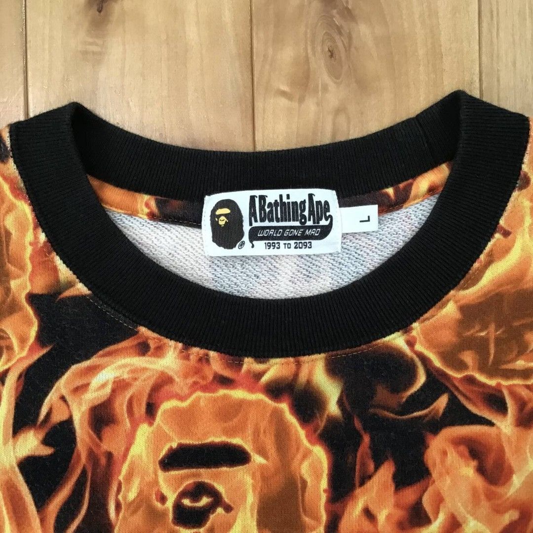 BAPE FLAME sweat shirt a bathing ape Fire