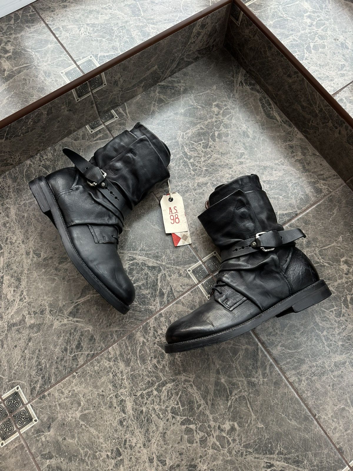 Black As98 Mens Boots 98 Men's Leather Boot Size 44 EU