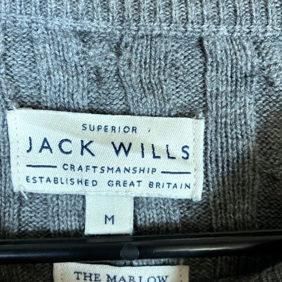 Jack Wills VINTAGE Jack Wills Mens Sweater Gray The Merlow Cable Knit Crew Neck Merino Wool Blend M Size US M / EU 48-50 / 2 - 6 Thumbnail