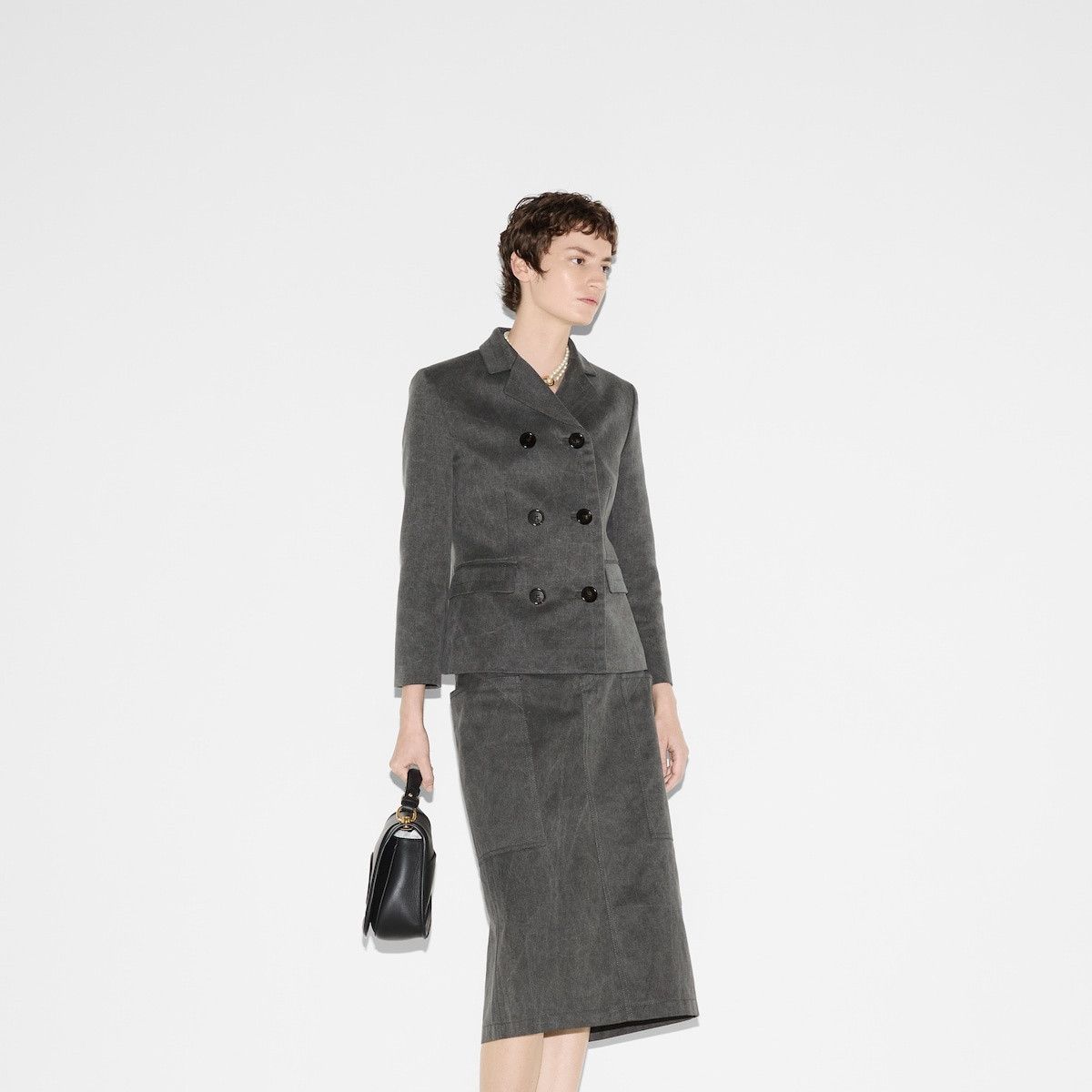Gucci oc11z1125 Cotton Canvas Delavé Jacket in Dark Grey Size M / US 6-8 / IT 42-44 - 4 Thumbnail