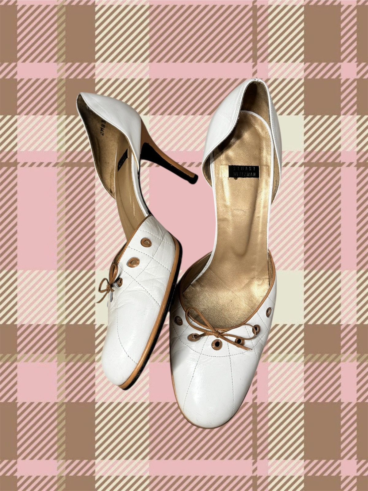 Stuart Weitzman Vintage Stuart Weitzman Leather Eyelet Bow D’Orsay Heels Size US 9.5 / IT 39.5 - 2 Thumbnail