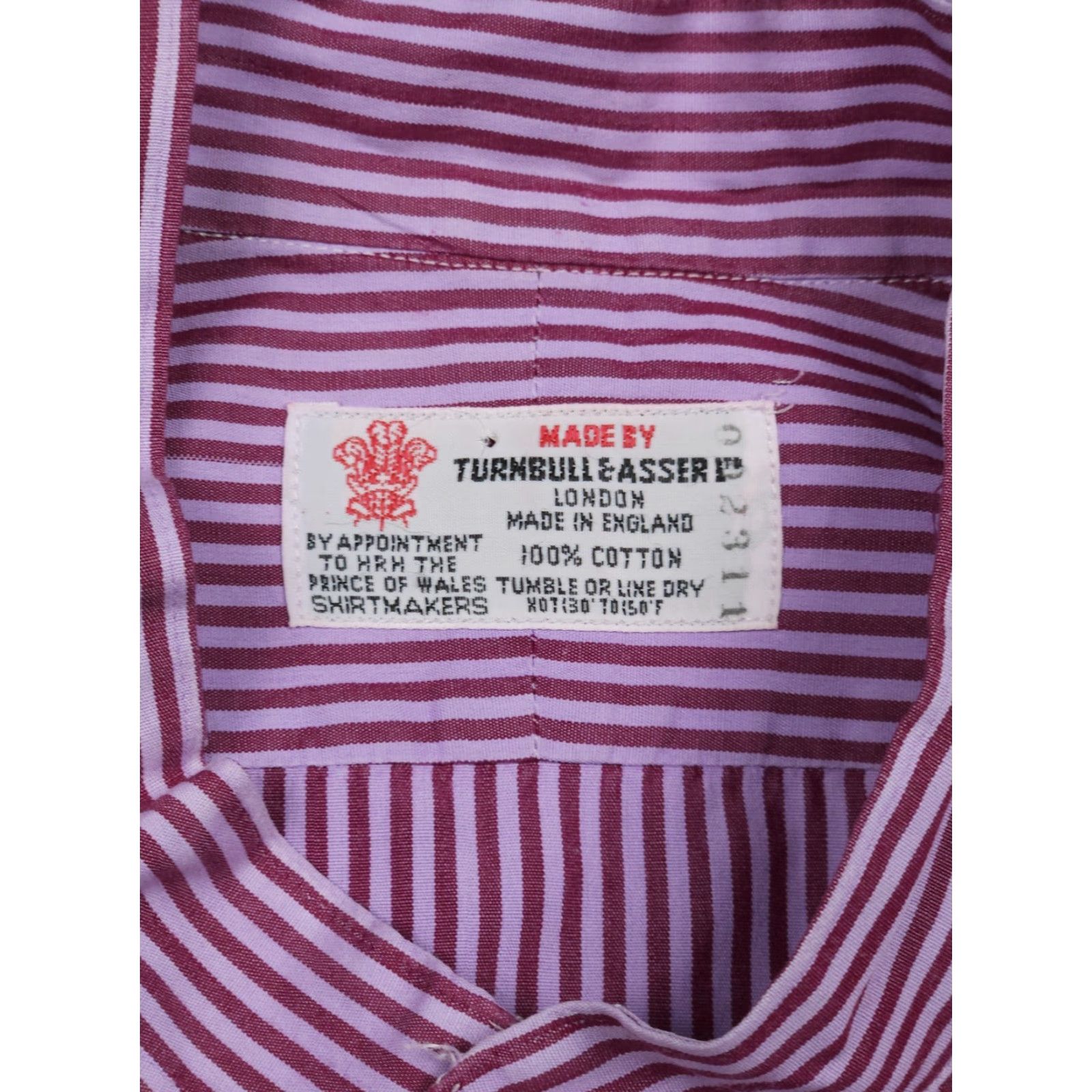 Turnbull & Asser Turnbull & Asser Shirt Men's Striped Pink Band Collar Cotton 2XL Regular Long Sleeve Dress Shirt Mens Size US XXL / EU 58 / 5 - 5 Thumbnail