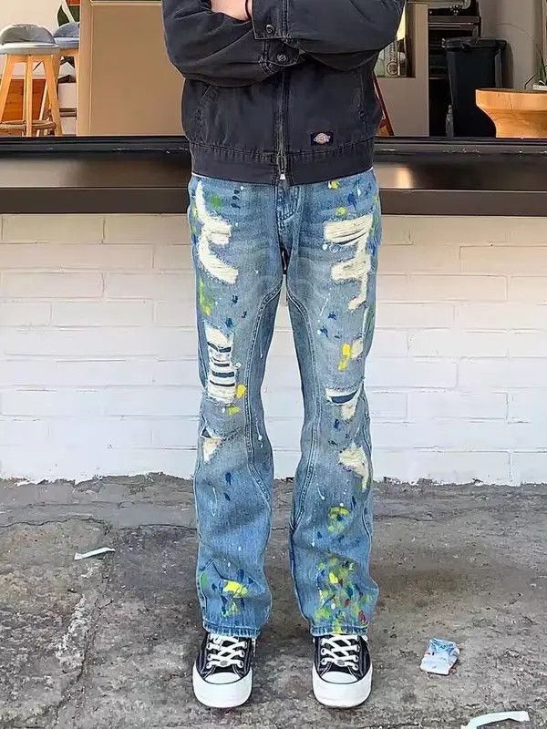 VIBE Street washed ripped hip hop jeans with splashes of ink Size US 30 / EU 46 - 6 Thumbnail