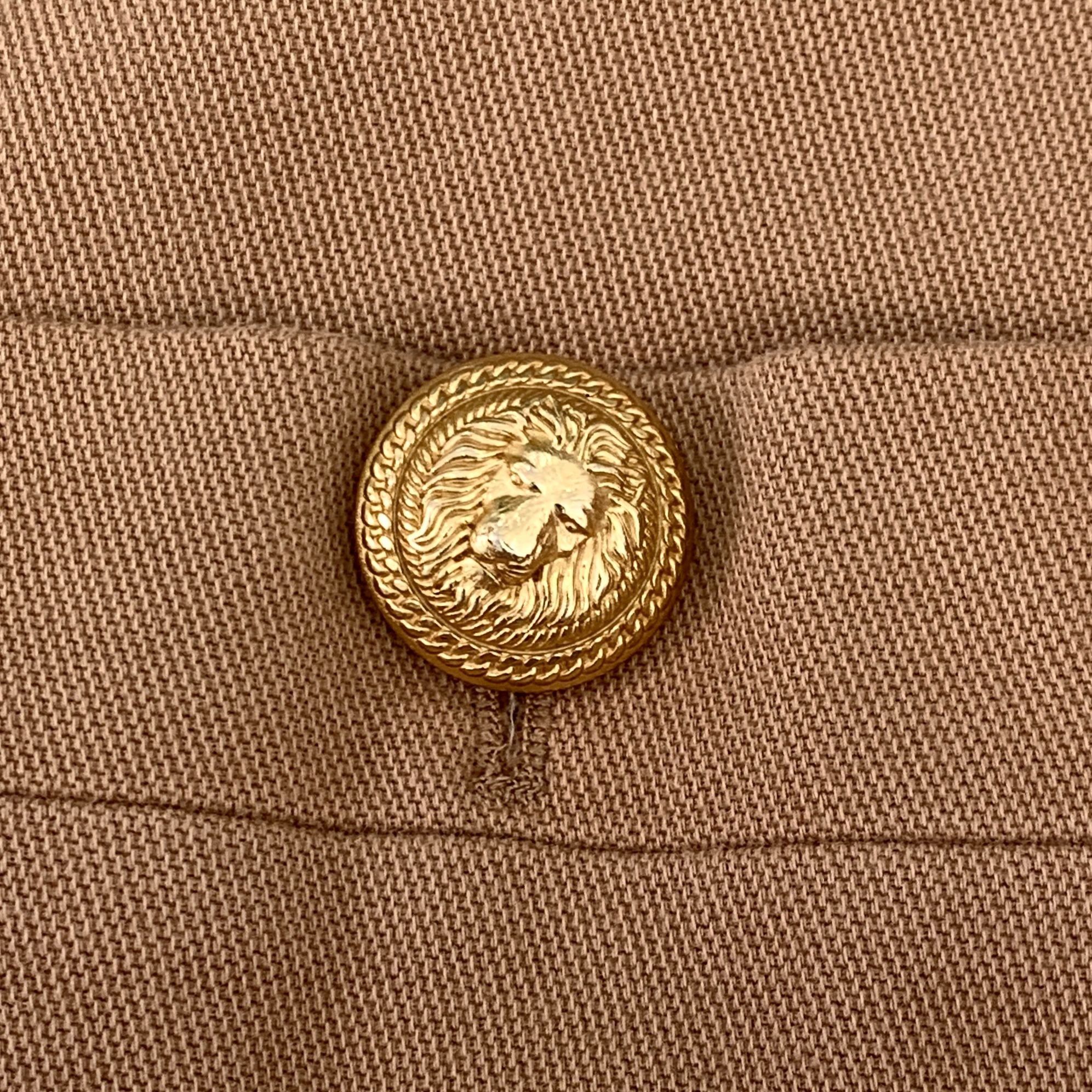 Balmain Balmain Womens Cropped Tan Jacket With Gold Lion Buttons & P Size XXS / US 00 / IT 34 - 5 Thumbnail