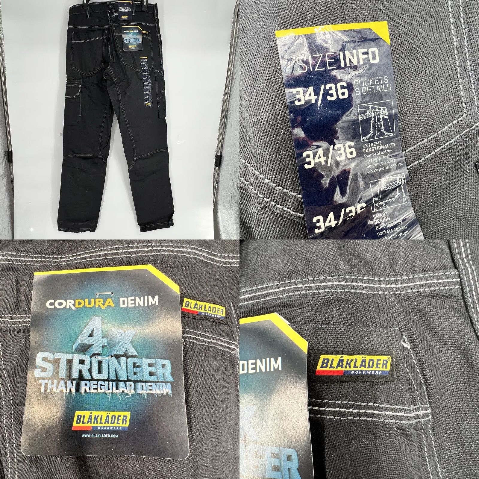 Vintage Blaklader Men's 1659 Urban Cordura Denim Jeans Black 34x36 Size US 34 / EU 50 - 8 Thumbnail