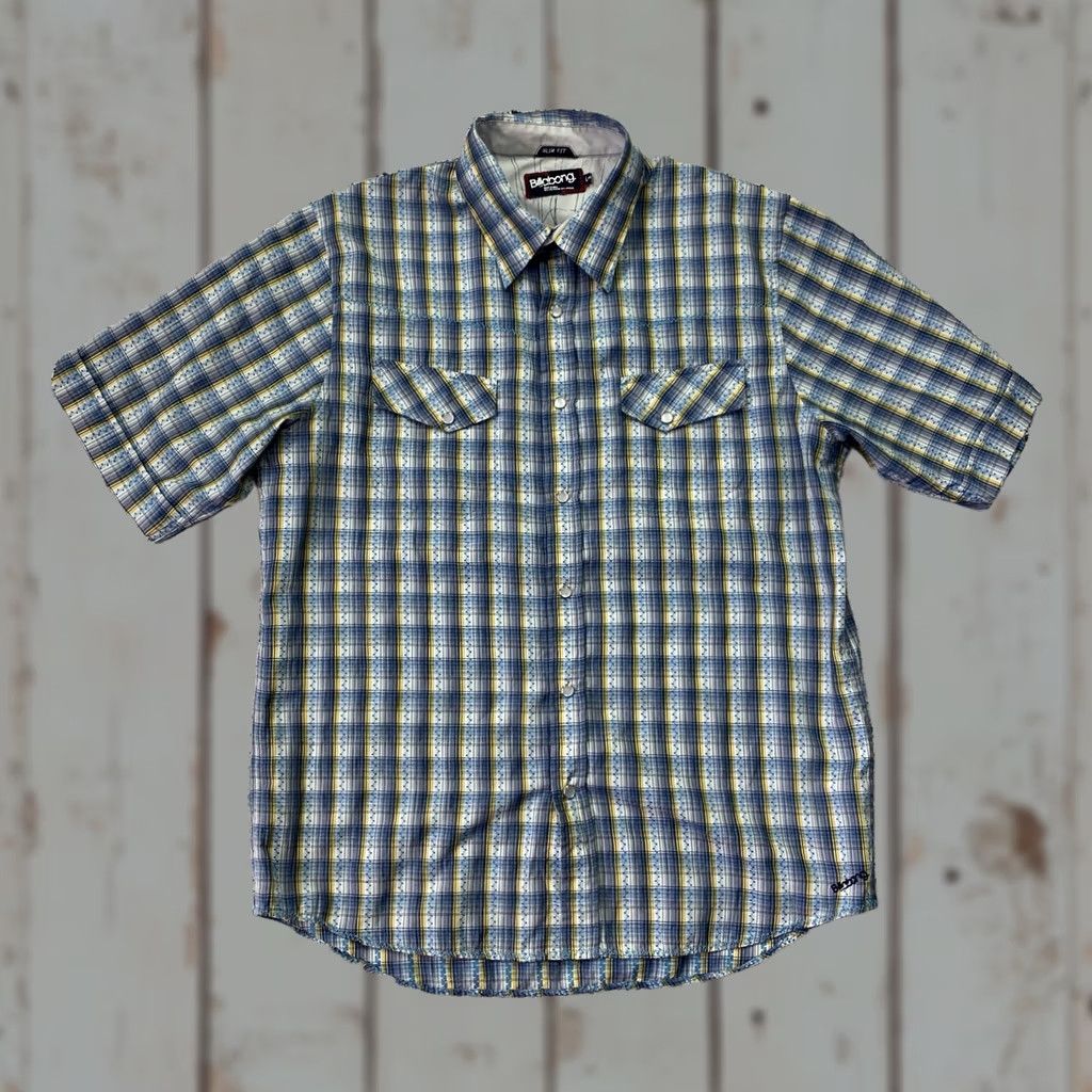 Billabong VINTAGE Billabong Western Pearl Snap Shirt Blue L Men Short Sleeve Plaid Button-Up Collared Slim Casual Notions: Pockets Size US L / EU 52-54 / 3 - 1 Thumbnail