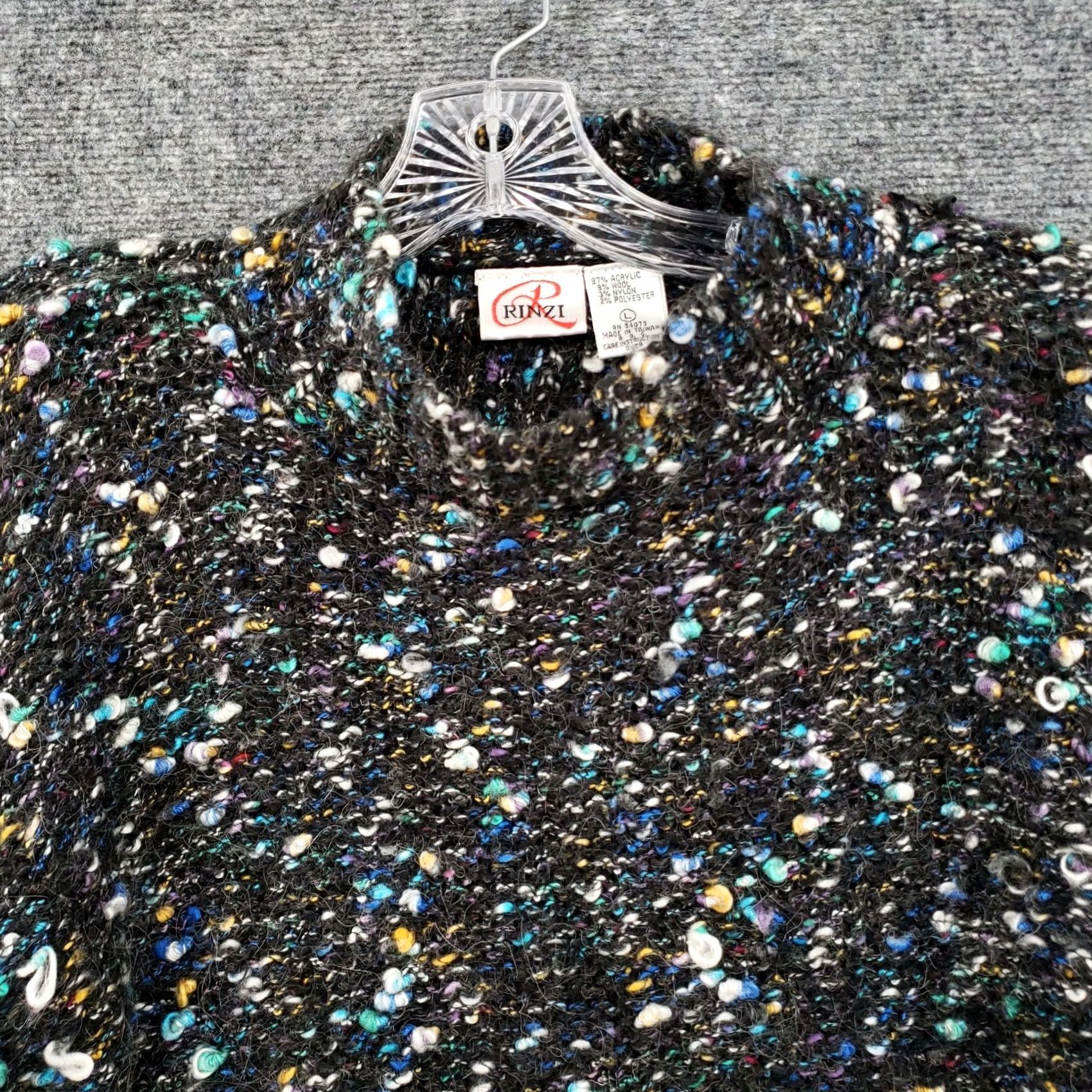 Vintage Rinzi Sweater Womens L Large Gray Long Sleeve Mock Neck Wool Confetti Pullover Size L / US 10 / IT 46 - 3 Thumbnail