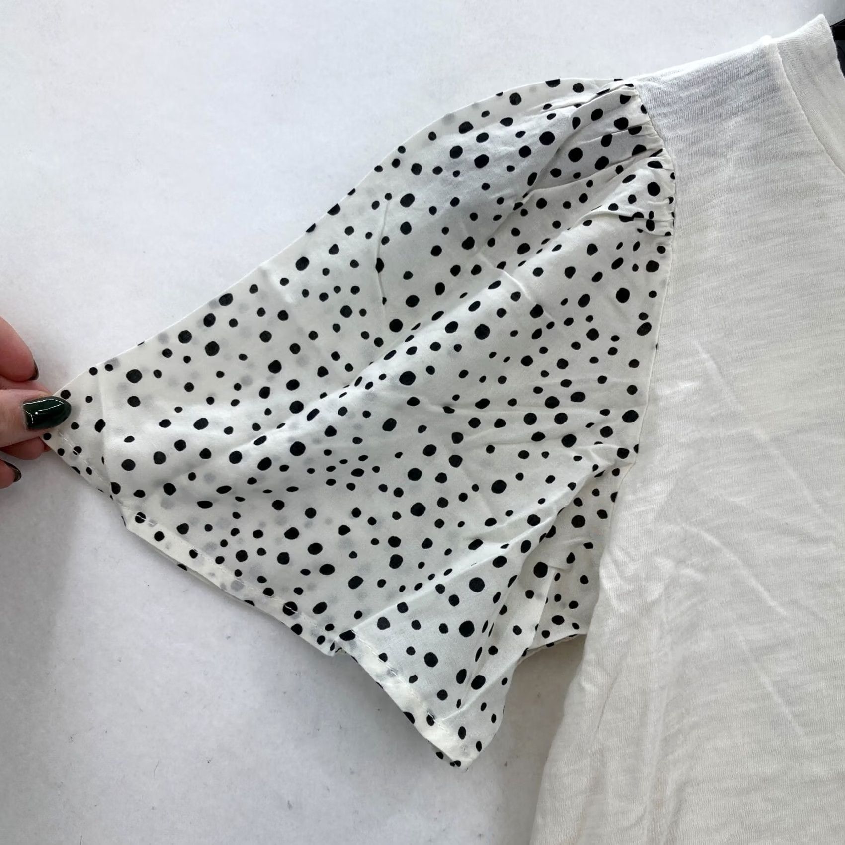 Anthropologie T.La White Puff Sleeve Polka Dot Top XS Women Blouse Cottagecore Romantic Chic Size XXS / US 00 / IT 34 - 3 Thumbnail