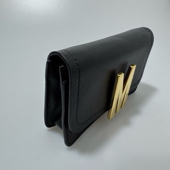 Moschino Moschino Logo-Plaque Leather Clutch Bag Black Gold Size ONE SIZE - 3 Thumbnail