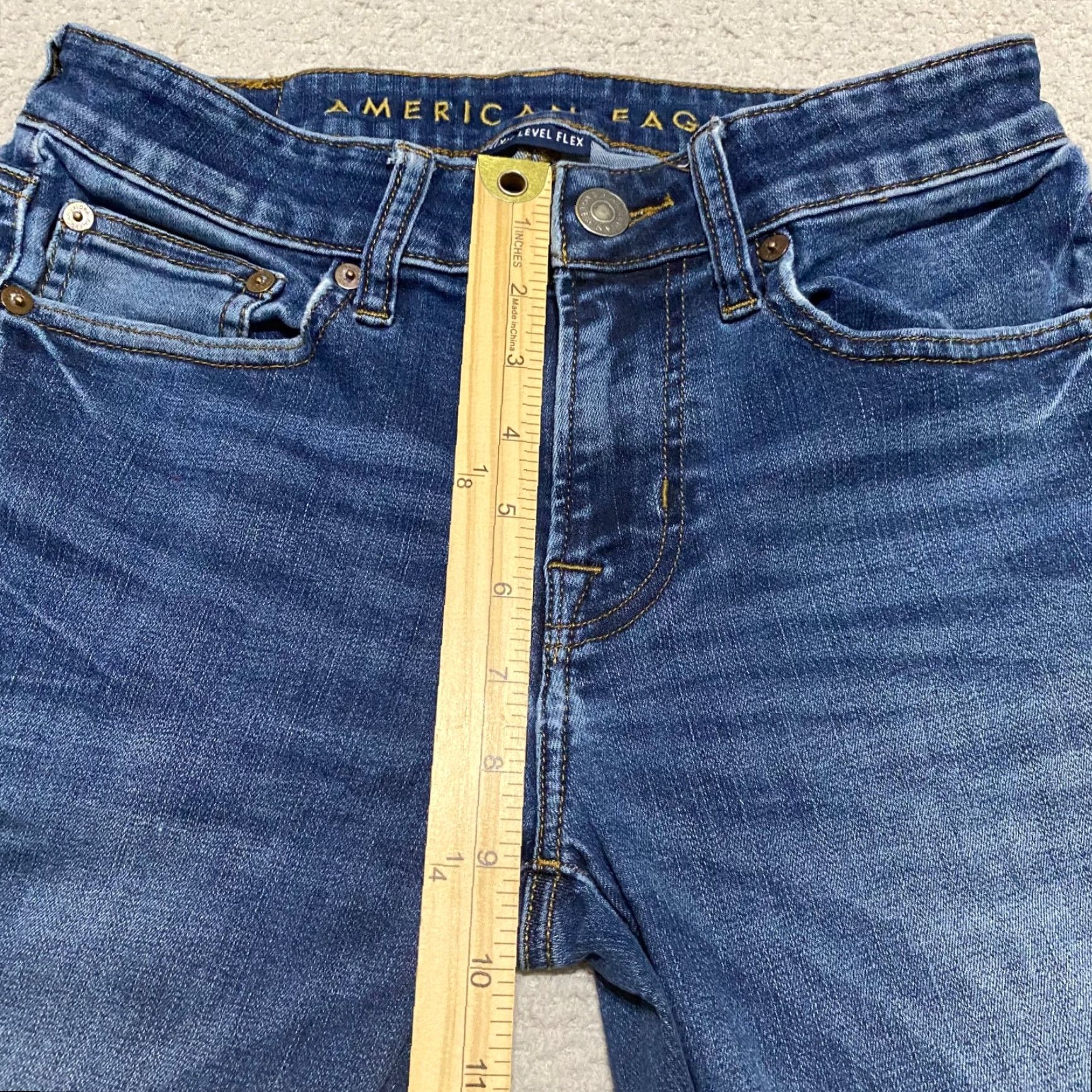 American Eagle Outfitters American Eagle Mens Jeans 29x32 Blue Denim Medium Wash Skinny Low Rise Shirt? Size US 27 - 7 Thumbnail