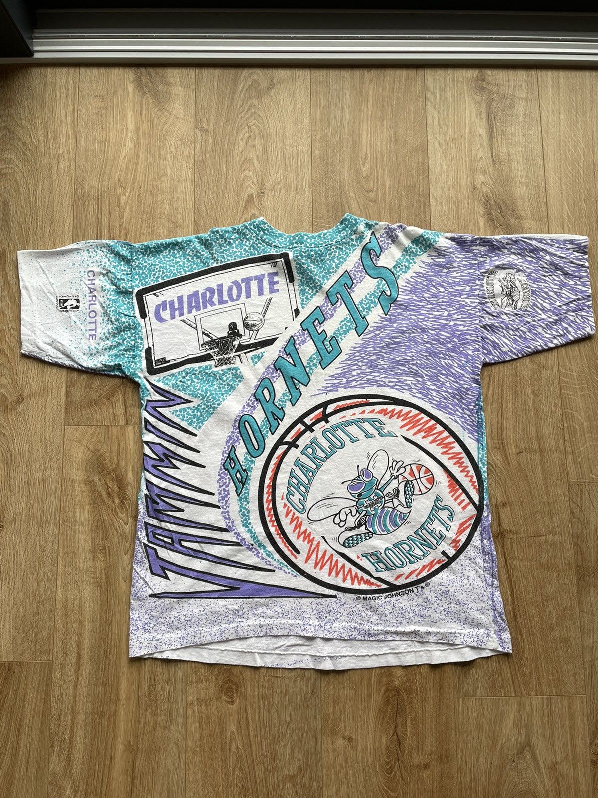 image of Very T-Shirt Nba Charlotte Hornets Official Licensed in Baby Blue, Men's (Size Large)