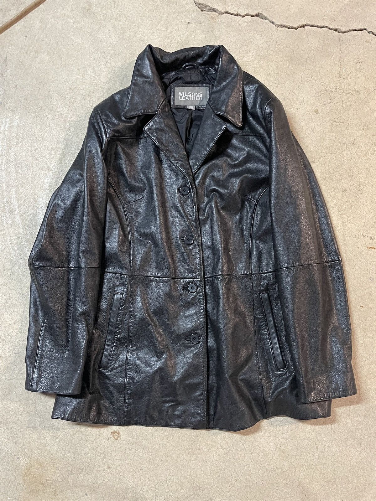 Vintage Vintage 00’s Wilsons Leather Button Jacket Coat Black XXL Size US XXL / EU 58 / 5 - 1 Thumbnail