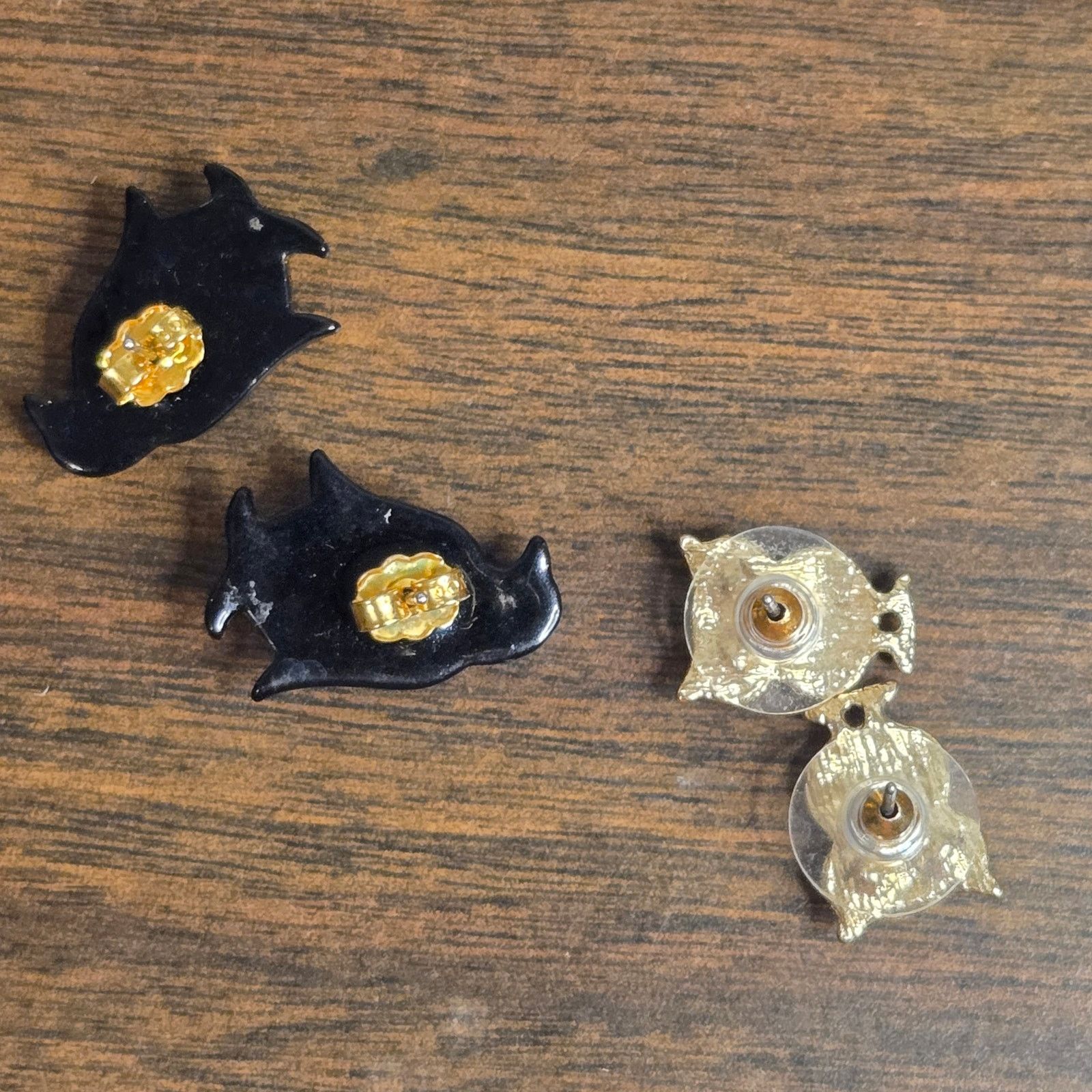 Vintage Gold Tone Owl & Enameled Penguin Studs - Whimsical Bird Size ONE SIZE - 6 Thumbnail