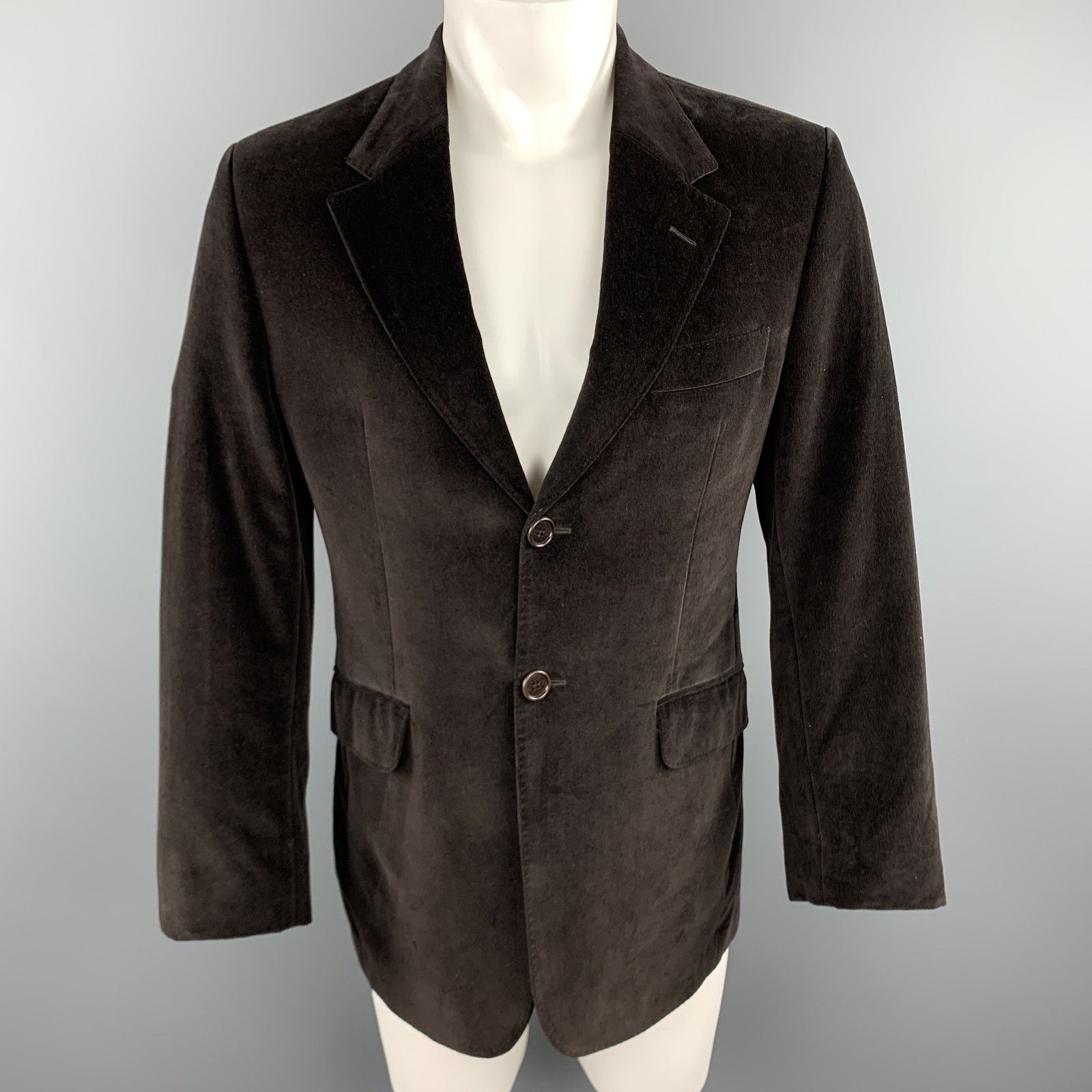Paul Smith Size 38 Brown Cotton Velvet Notch Lapel Sport Coat Size 38R - 1 Thumbnail