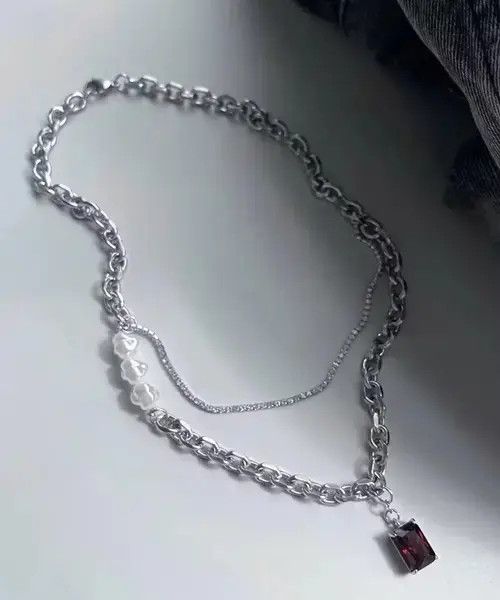 Designer × Vintage Vintage ruby and pearl necklace Size ONE SIZE - 4 Thumbnail