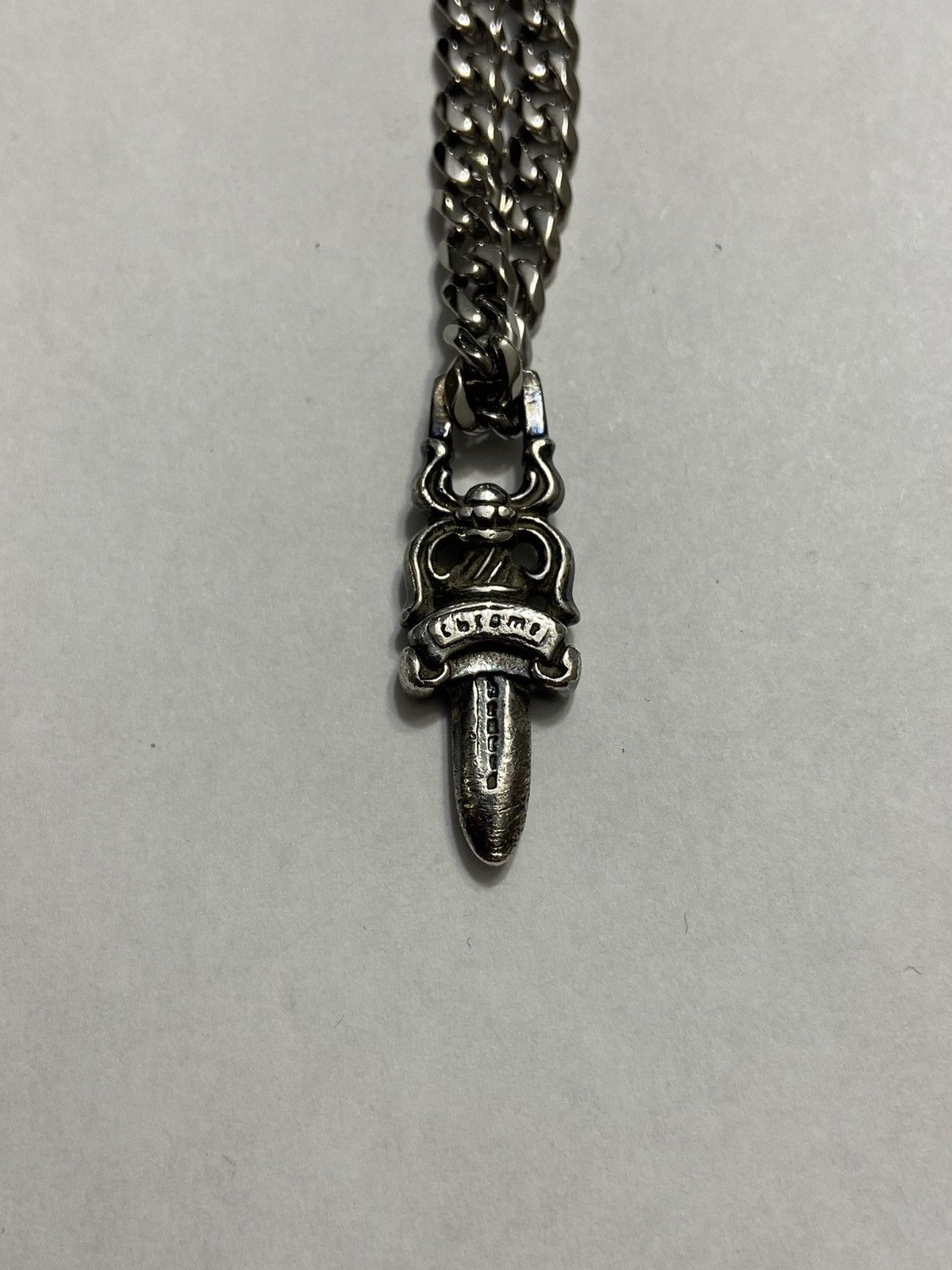 Chrome Hearts Chrome Hearts Silver Dagger Pendant Cuban Chain Necklace 