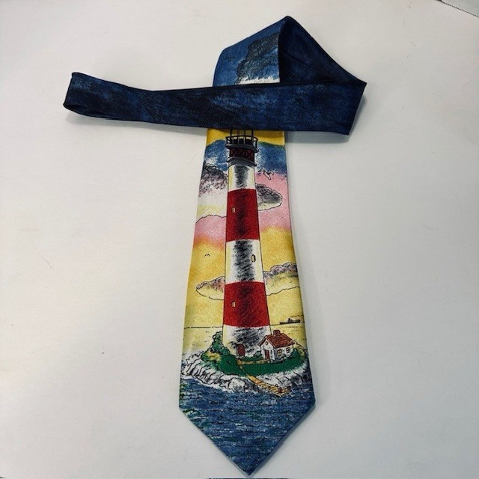 Other Funtyme Men's Necktie Tie Polyester Lighthouse 60" x 3 3/8" Size ONE SIZE - 8 Thumbnail