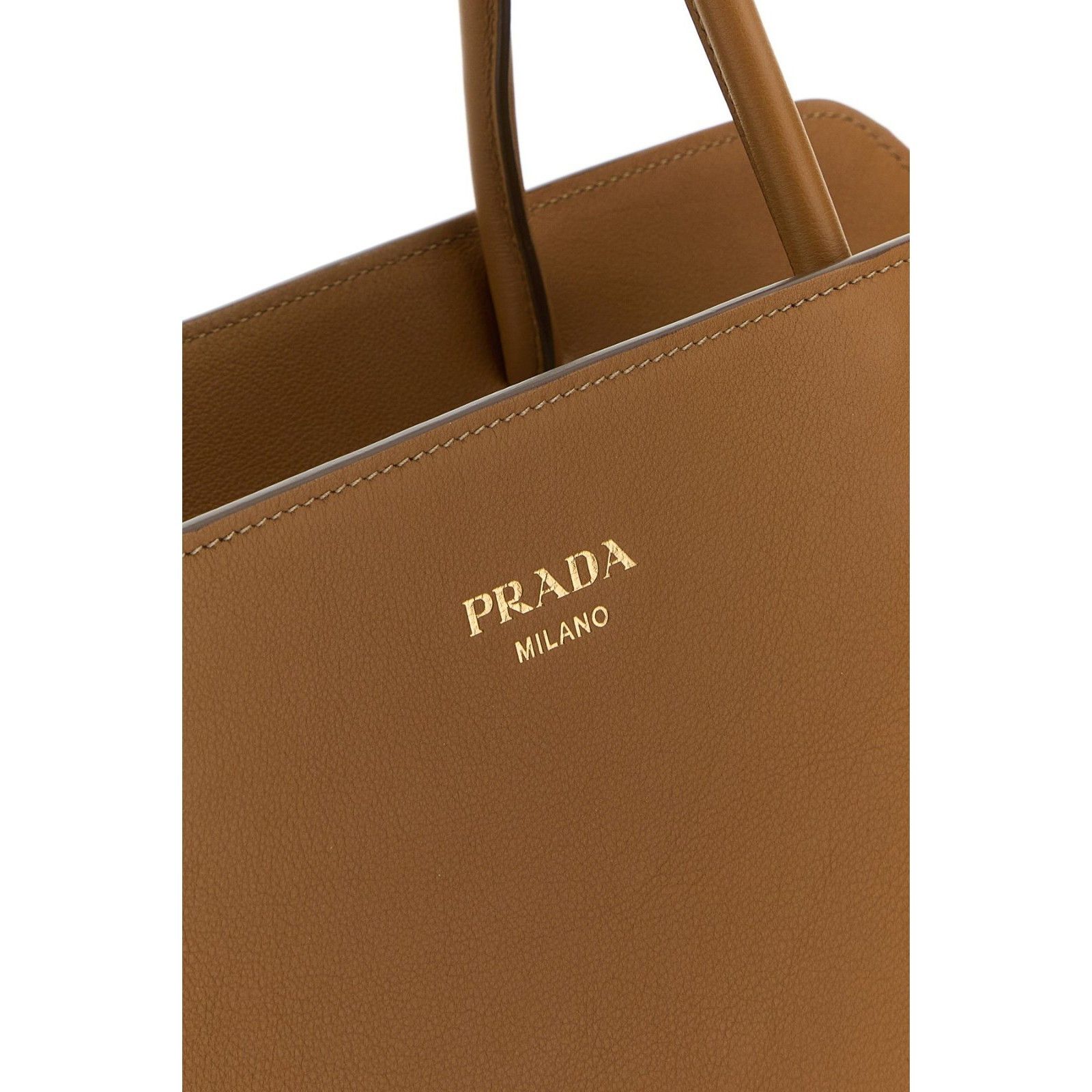 PRADA Shopping Brown Leather Shoulder Bag New & Authentic