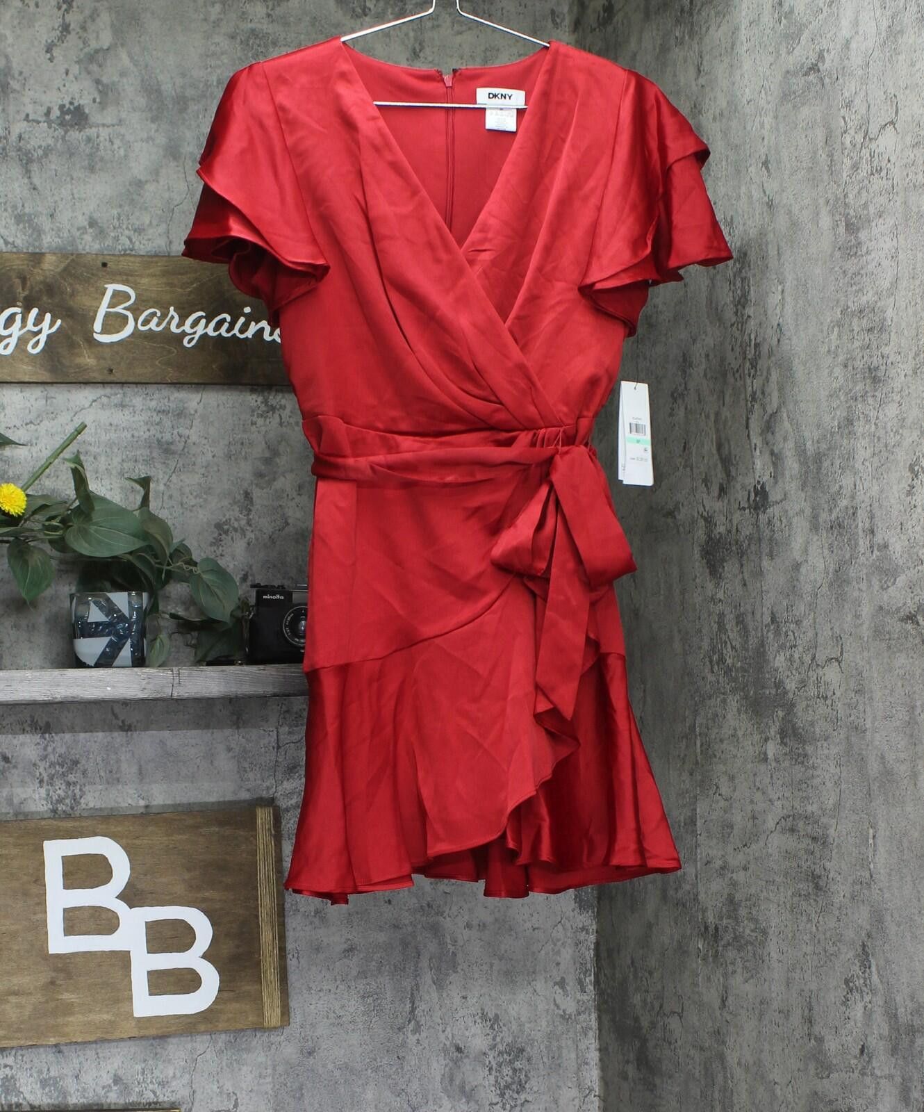 DKNY Dkny Tiered Sleeve V Neck Fit Flare Dress Xd4itb82 Red 8p Size M / US 6-8 / IT 42-44 - 1 Thumbnail