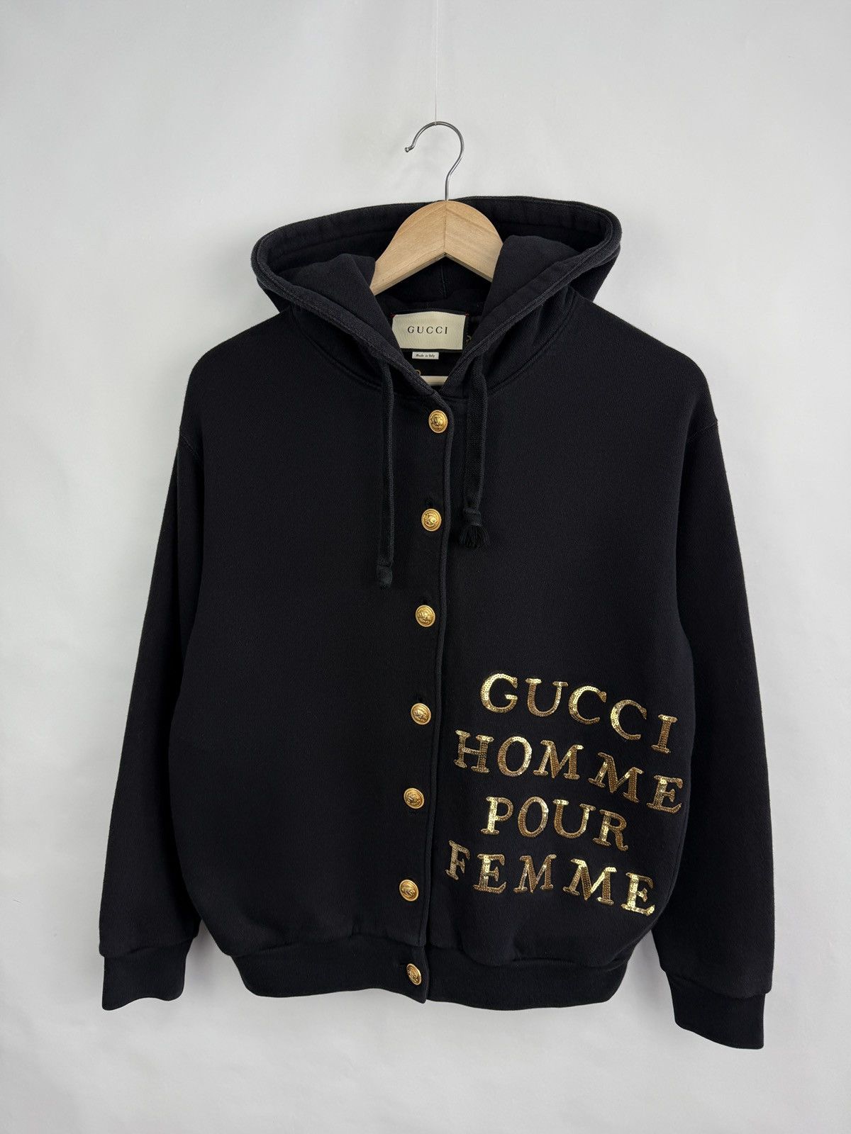 Gucci 🇮🇹 Gucci Homme Pour Femme Hoodie Cardigan Gold Buttons Italy Size XXS / US 00 / IT 34 - 6 Thumbnail